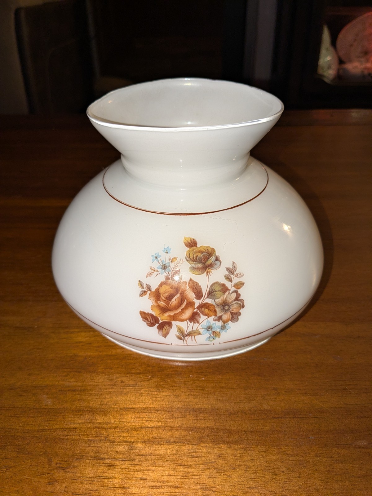 Vintage Hurricane Lamp Shade Milk Glass Floral 6\
