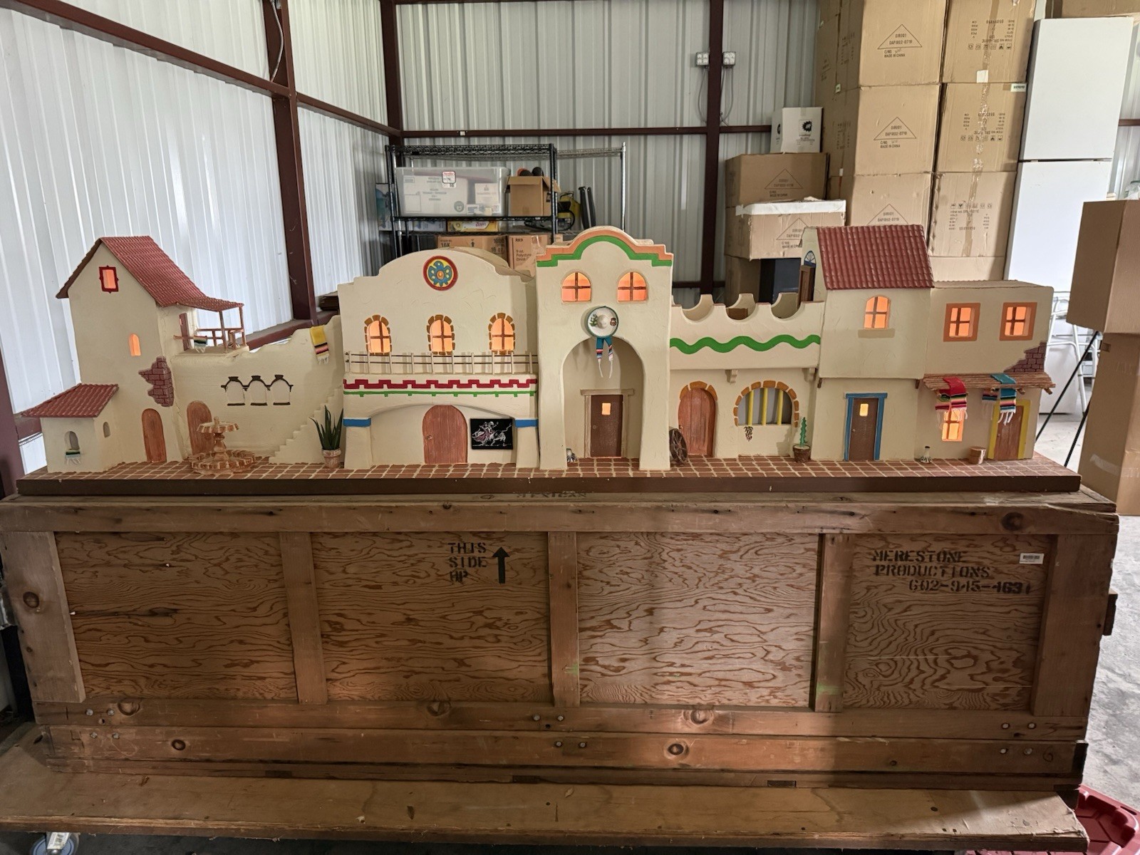 Old Mexican Town Lighted Display Handmade By Merestone Productions