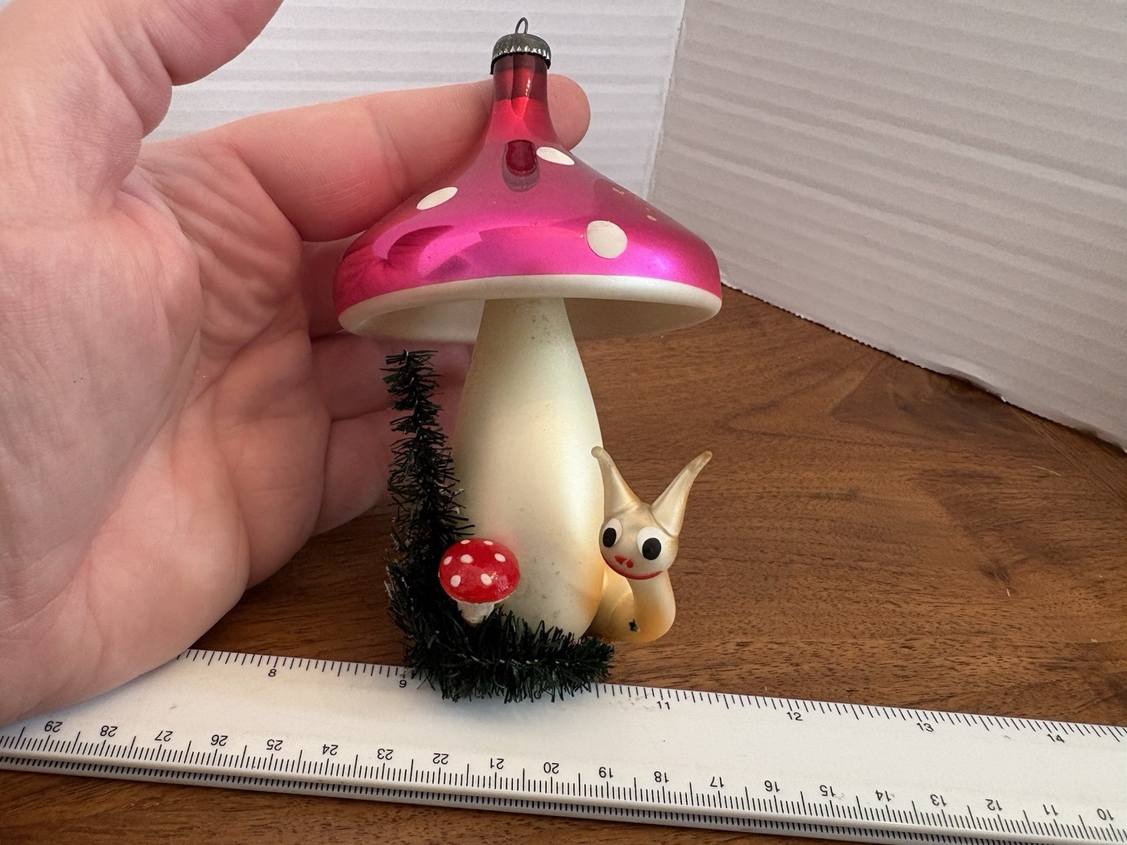 Vintage De Carlini Italy Large Blown Glass Christmas Ornament - Snail - Mushroom Vintage De Carlini Italy Large Blown Glass Christmas Ornament - Snail - Mushroom
