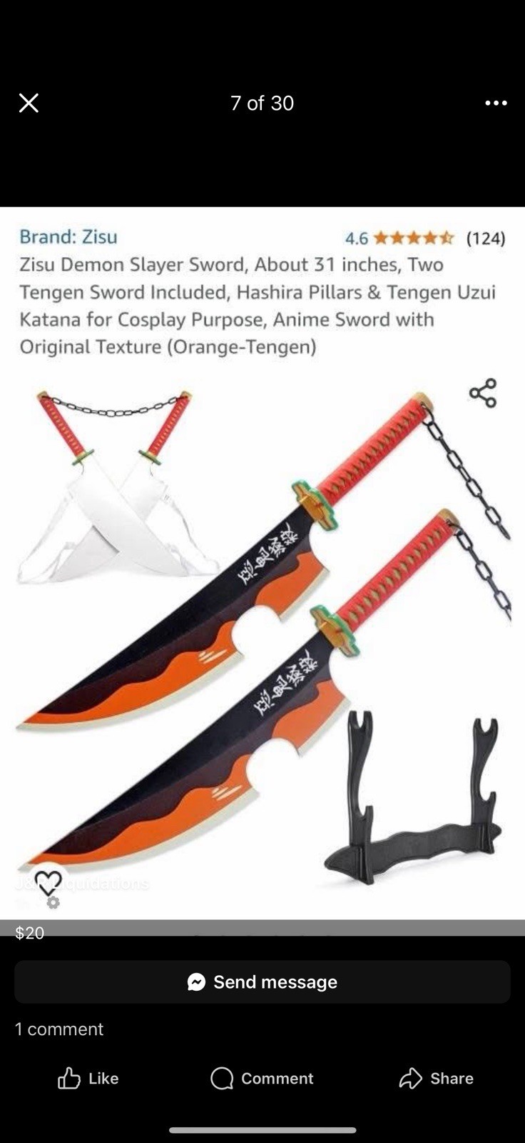 SR Bamboo Demon Slayer Swords 41 inches Anime Katana Replica with Belt and Stand