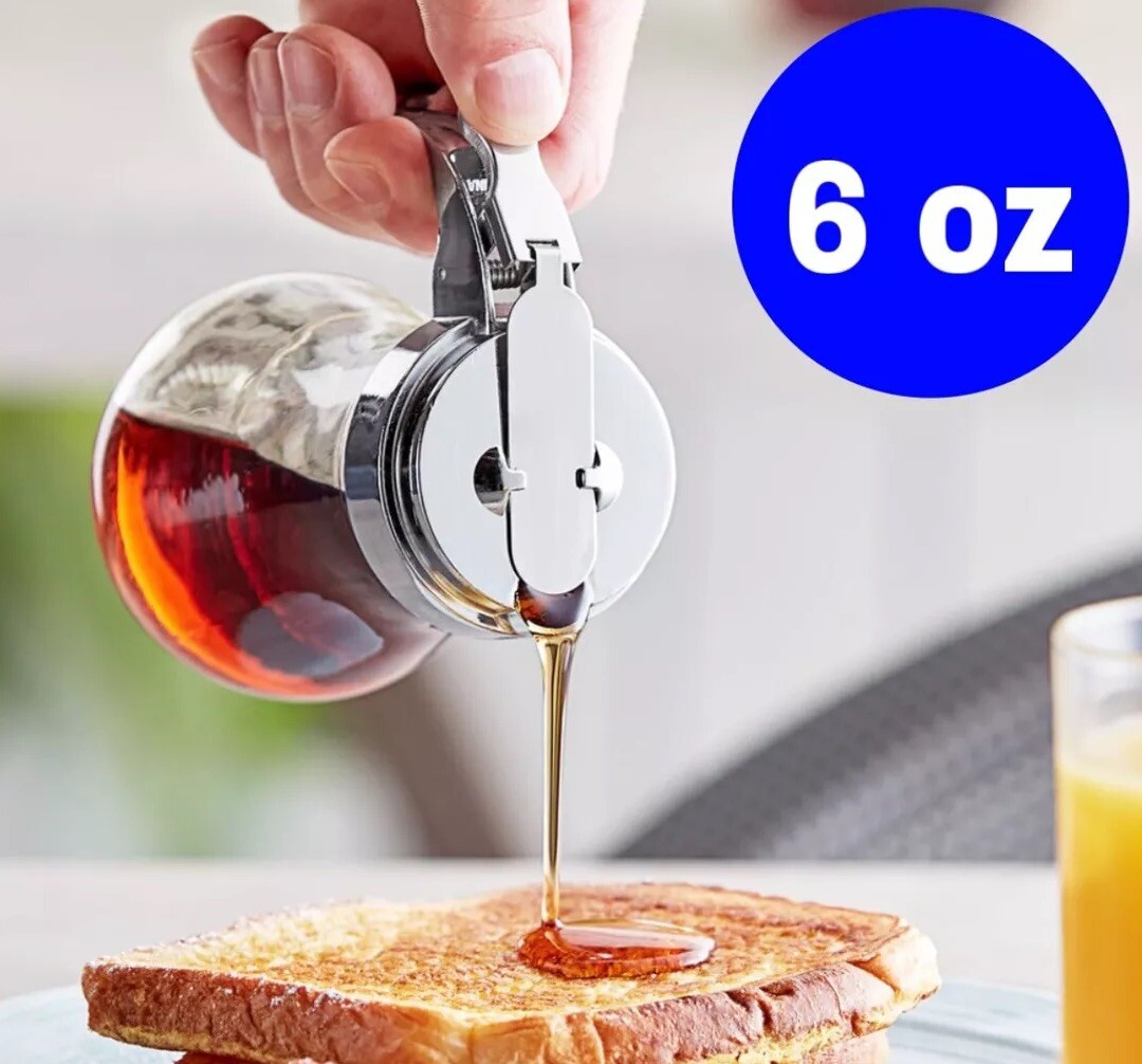 6-Ounce Glass Syrup Dispenser, Retro Style Bulb Jar Syrup Dispensers