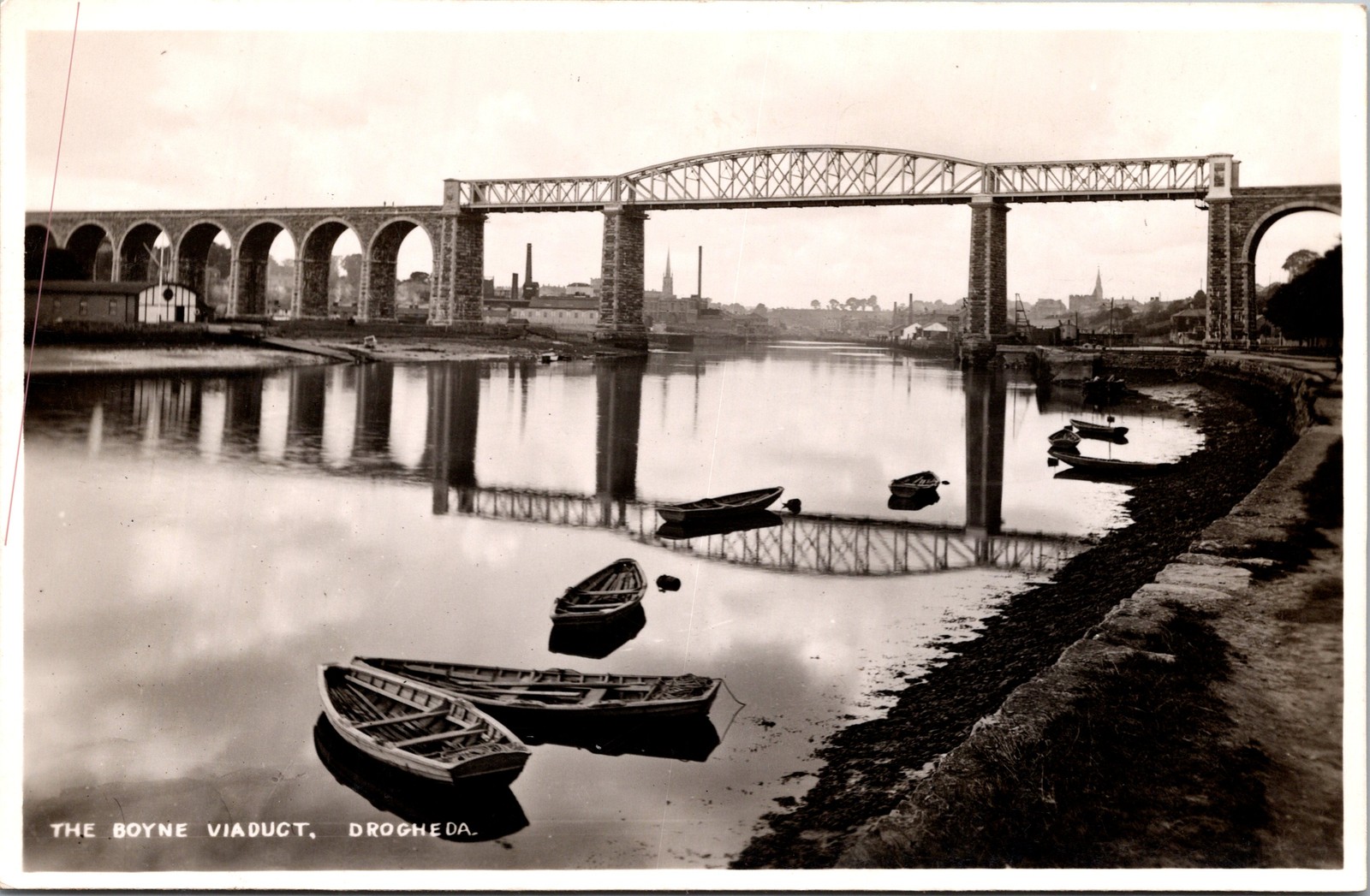 RPPC Ireland Drogheda Boyne Viaduct Railway Bridge Boats