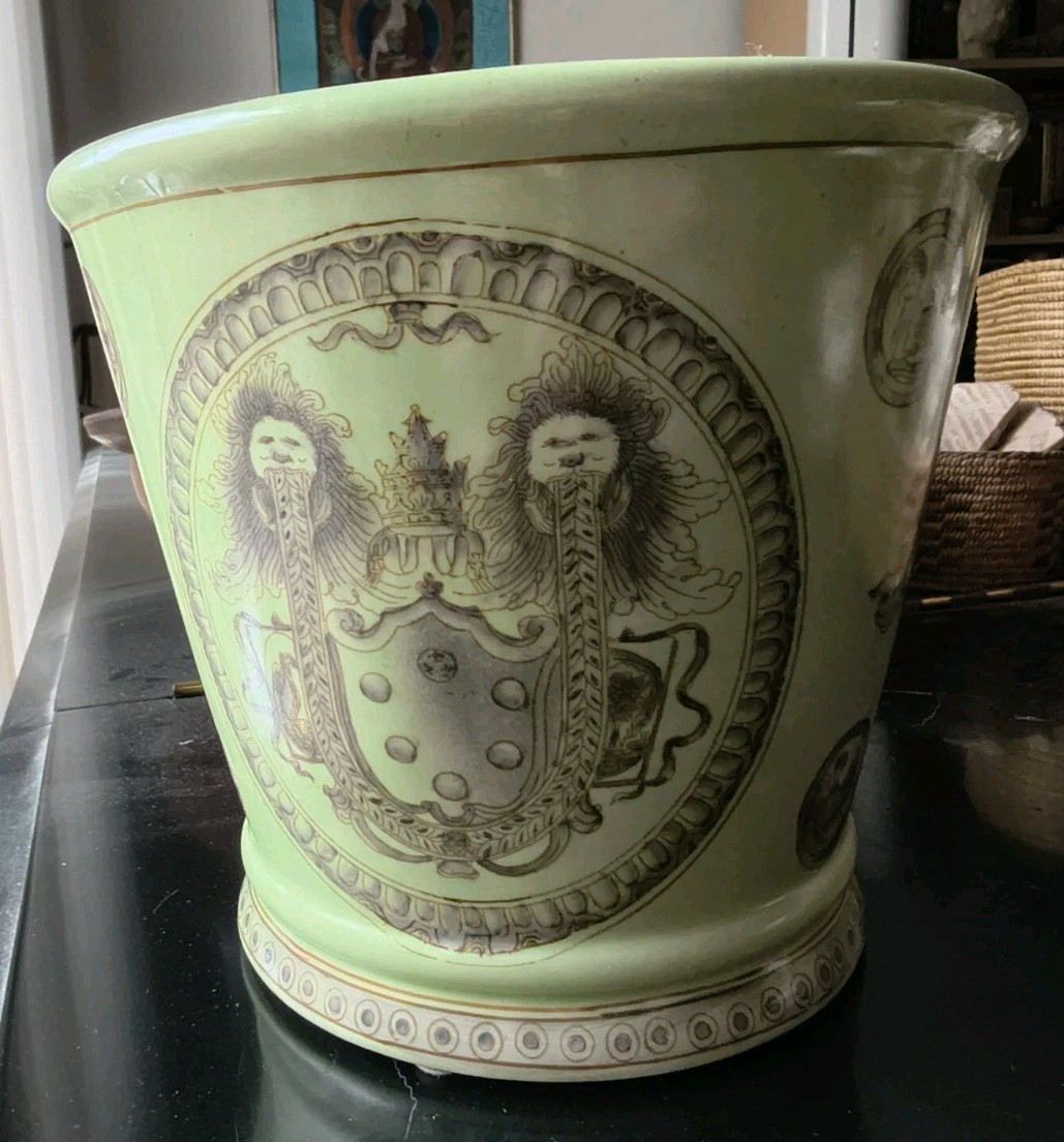 VINTAGE FABIENNE JOUVIN PARIS CELADON CACHE POT PLANTER