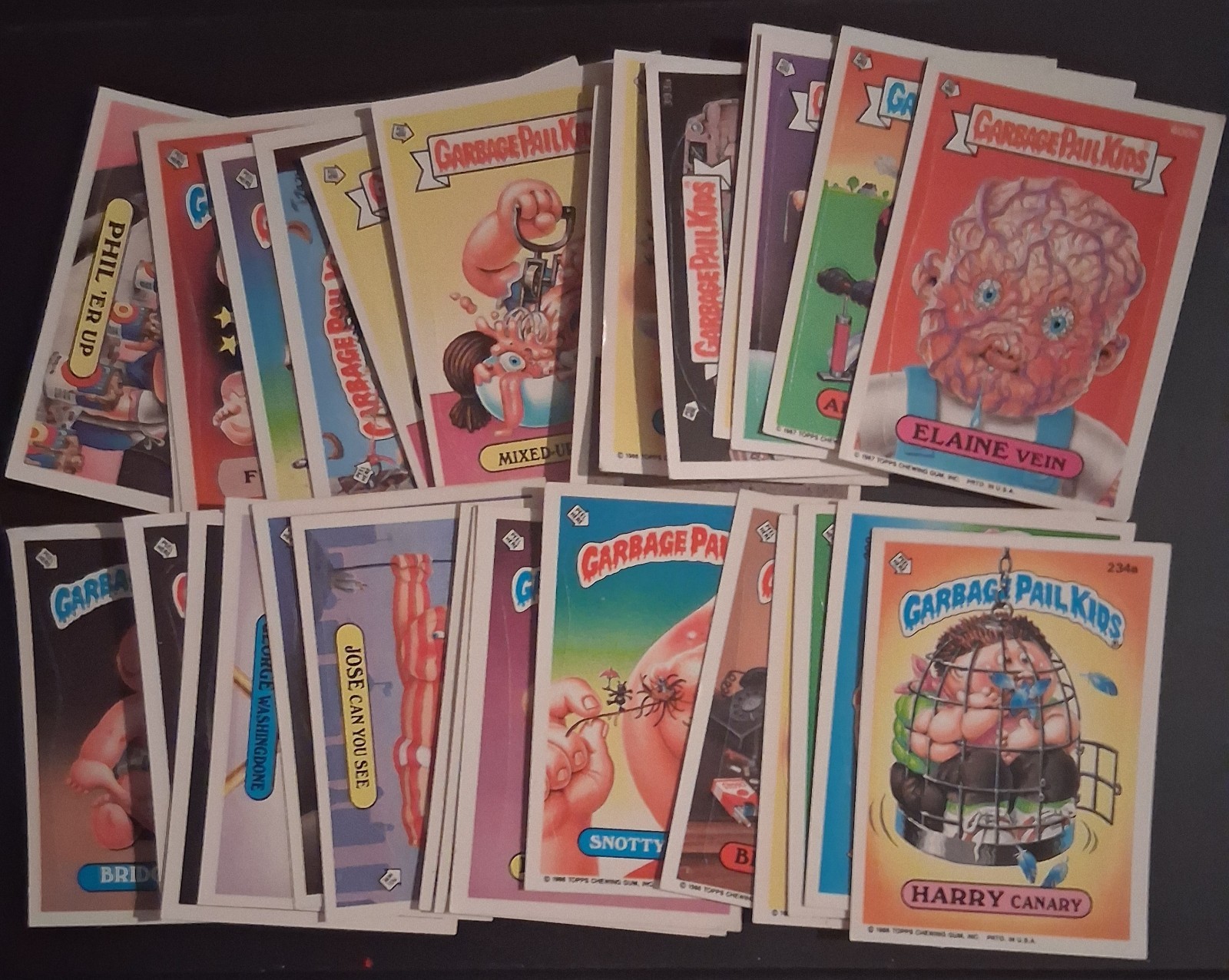Lot of 29, 1986 & 87 Topps Garbage Pail Kids Sticker Trading Cards. 