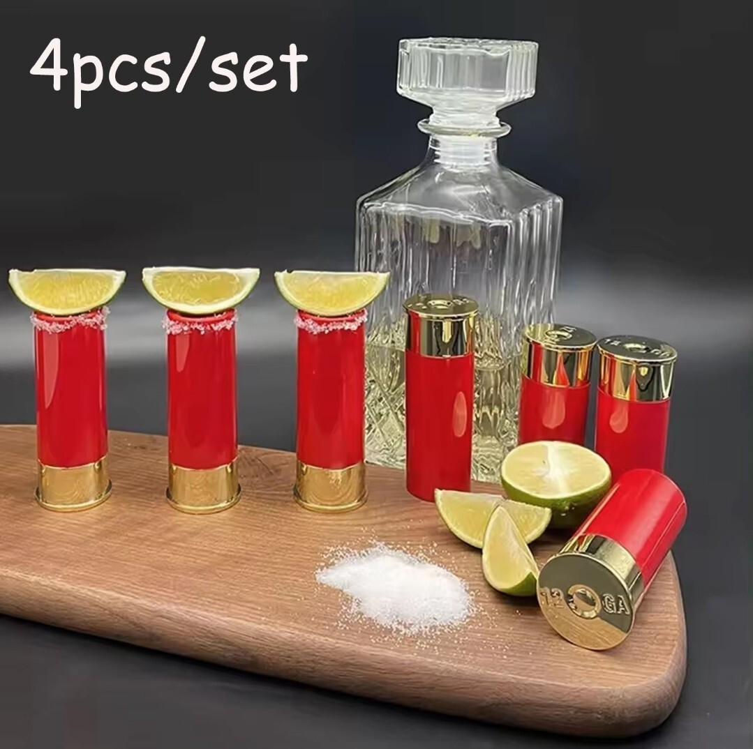 Shotgun Shell Shot Glasses Set of 4 Novelty Barware