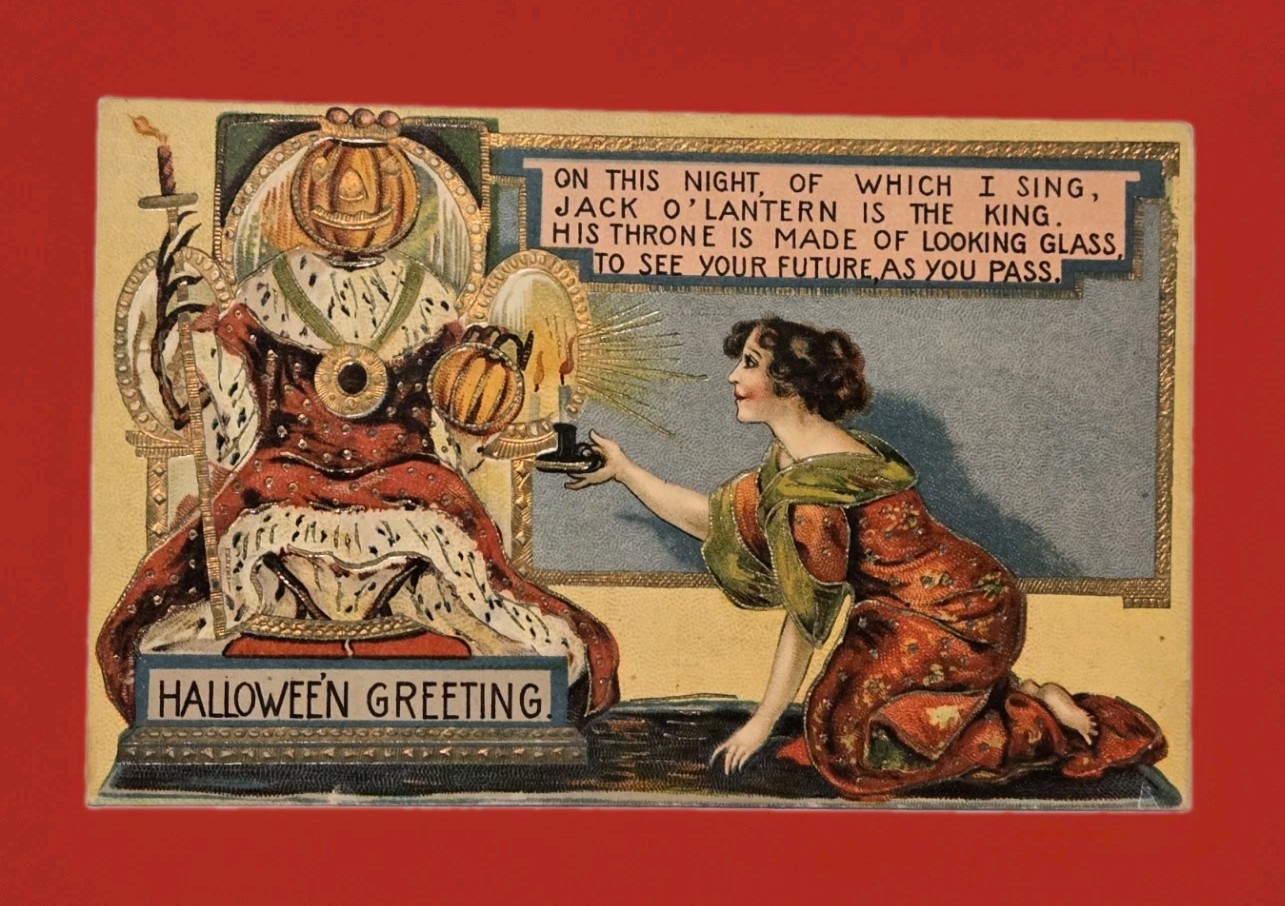 Rare J. Silberstein & Co Halloween Postcard Jack O' Lantern King Series B 154