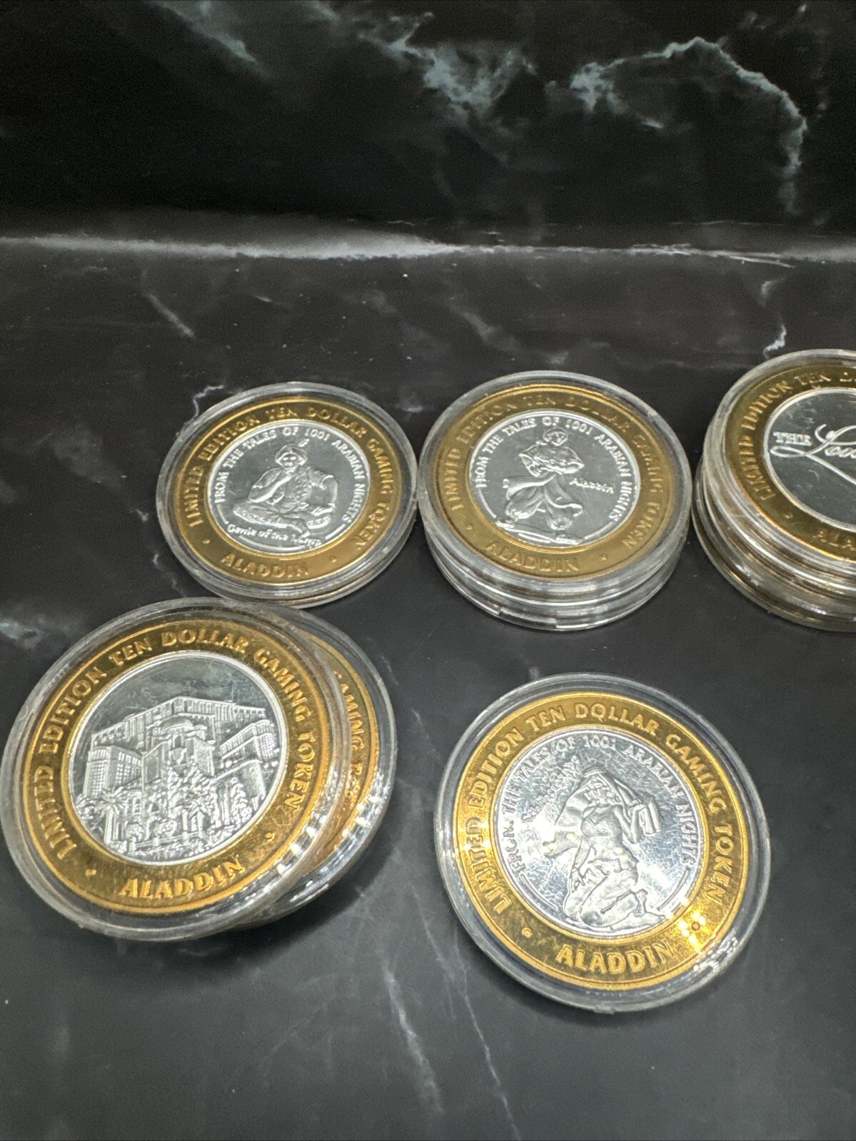 10 $10 Ten dollar gaming token ALADDIN ALI BABA casino  .999 SILVER Las Vegas