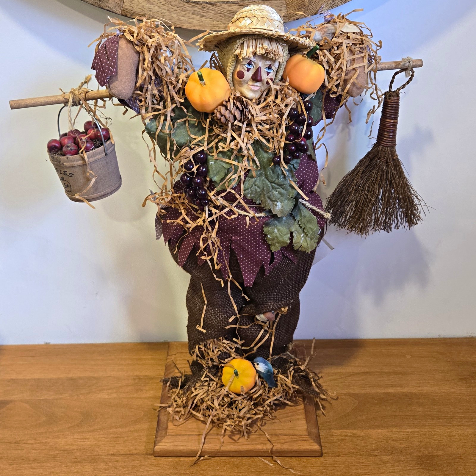 Vtg \'93 Lynn Haney Collection Scarecrow Pumpkin Fall Figurine #129 SIGNED HTF