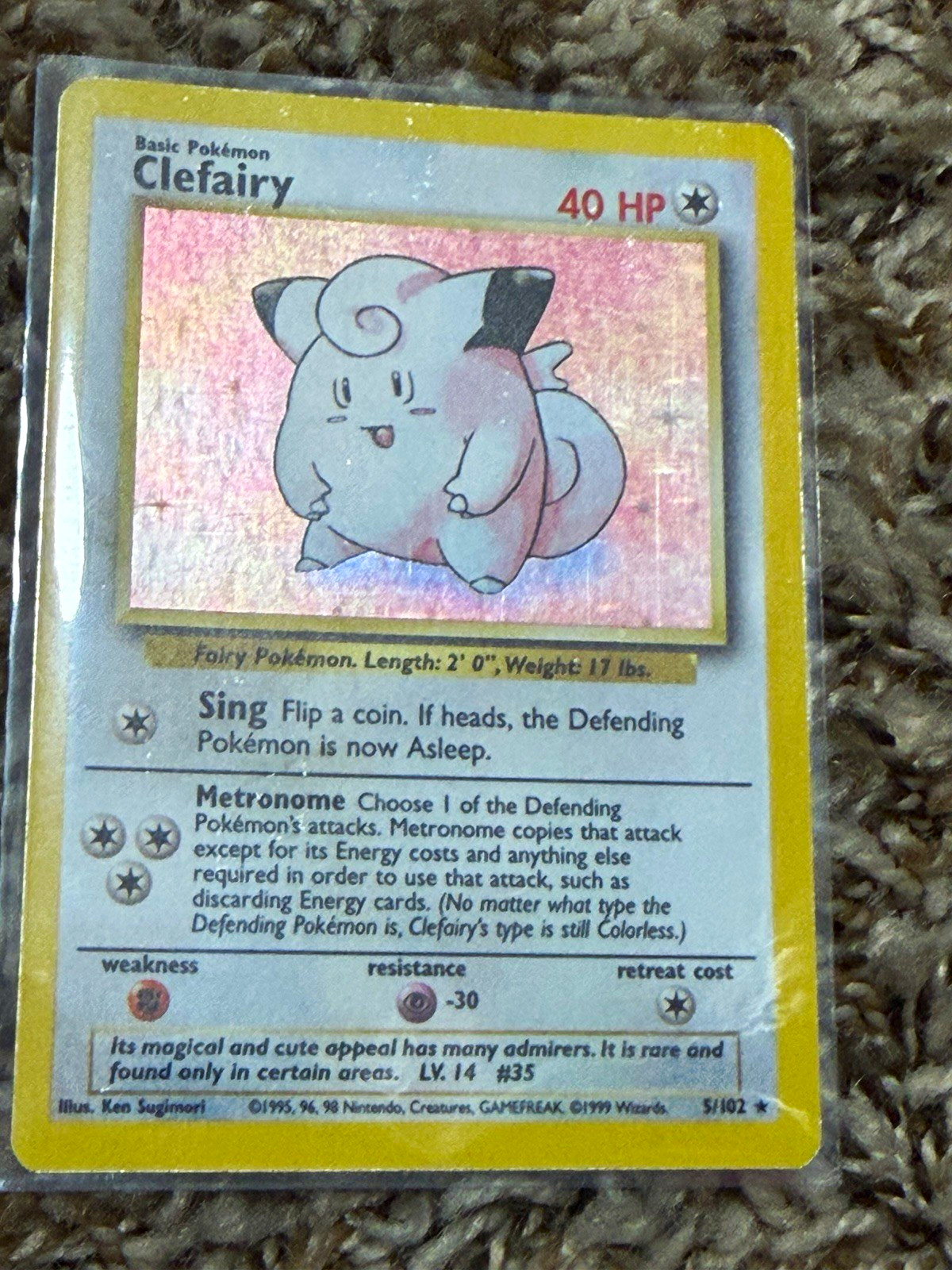 Pokémon Base Set Clefairy 5/102 1999 Wizards English Original Ken Sugimori