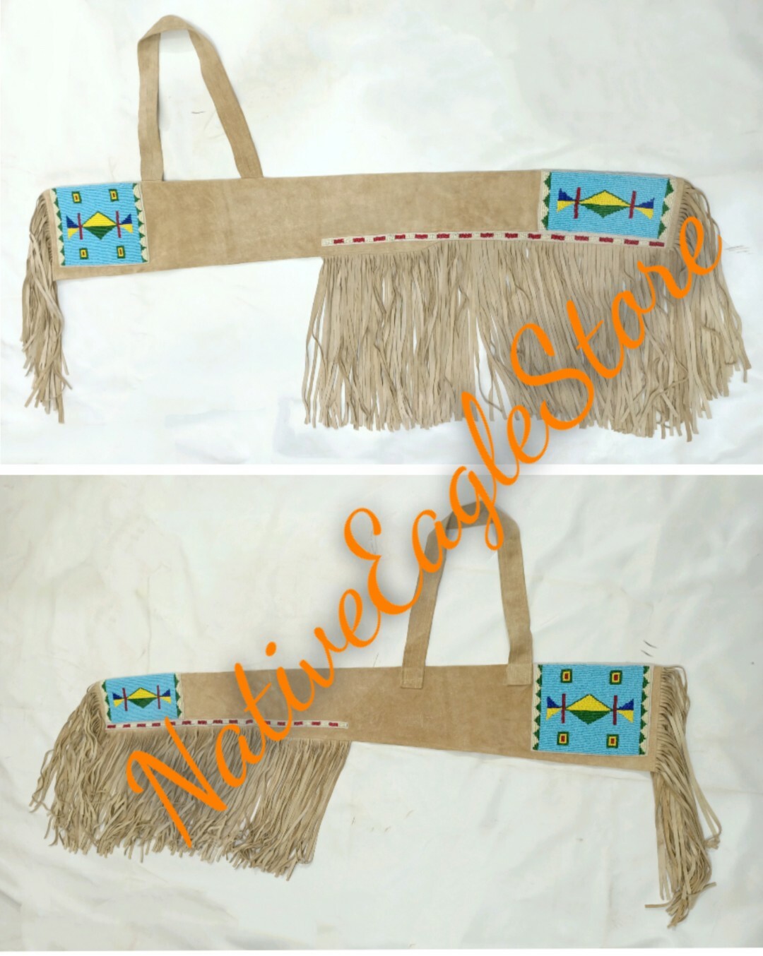 Handmade Old American Lakota Style Sioux Beaded Suede Hide Rifle Sheath NRF35