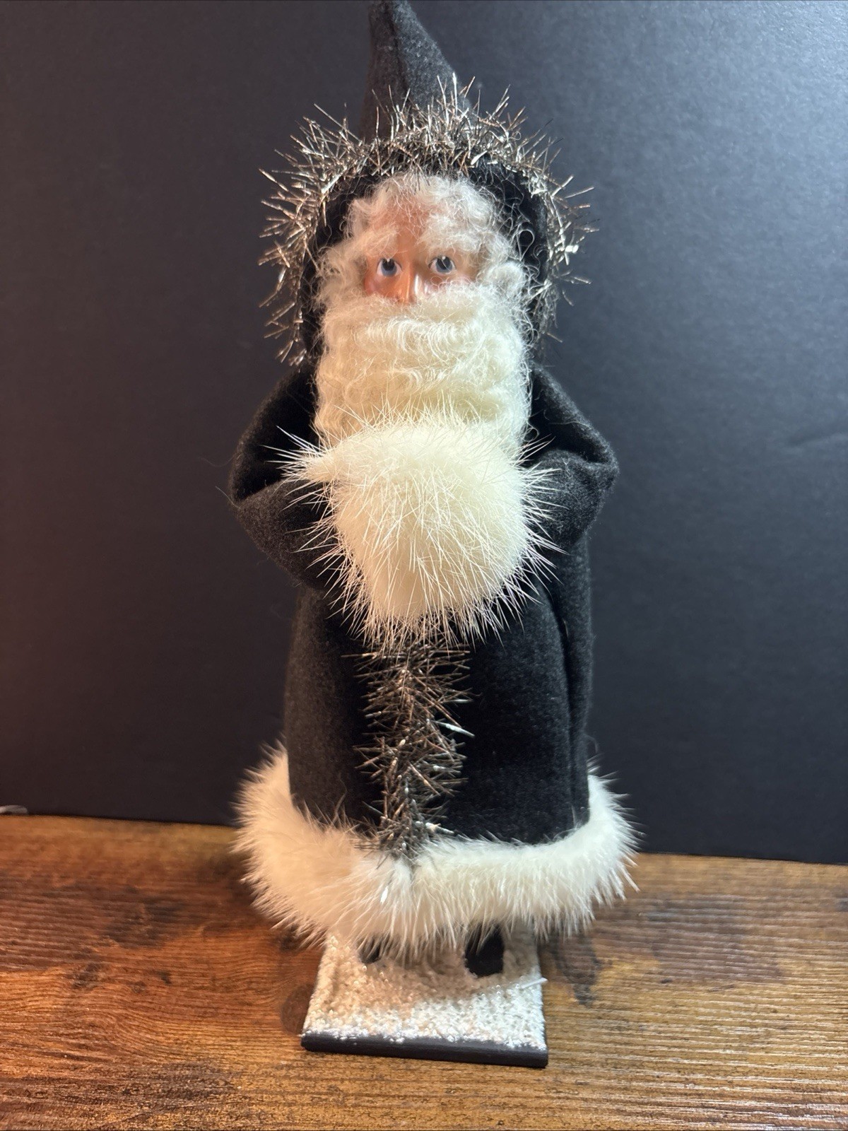 Elaine Roesle Belsnickle Santa Figurine #17N. Black Coat Fur Trim Signed NICE Elaine Roesle Belsnickle Santa Figurine #17N. Black Coat Fur Trim Signed NICE