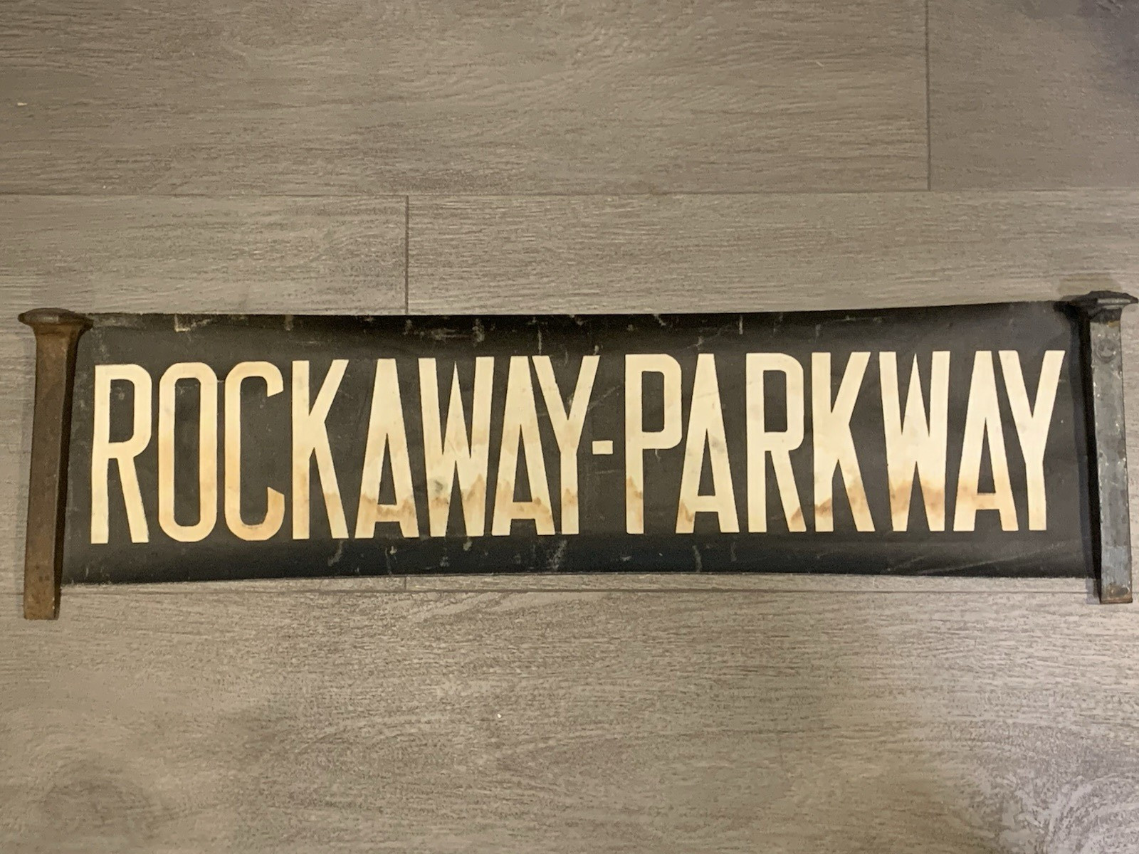 NYC BUS TROLLEY ROLL SIGN BROOKLYN ROCKAWAY PARKWAY FULTON URBAN COLLECTIBLE ART