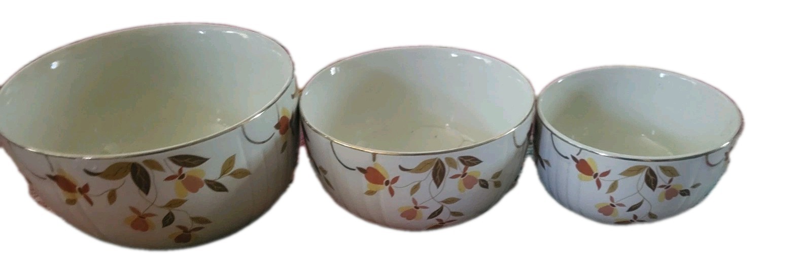 3 piece set Jewel Tea Autumn Leaf mixing bowl Hall Superior bowls serving MCM