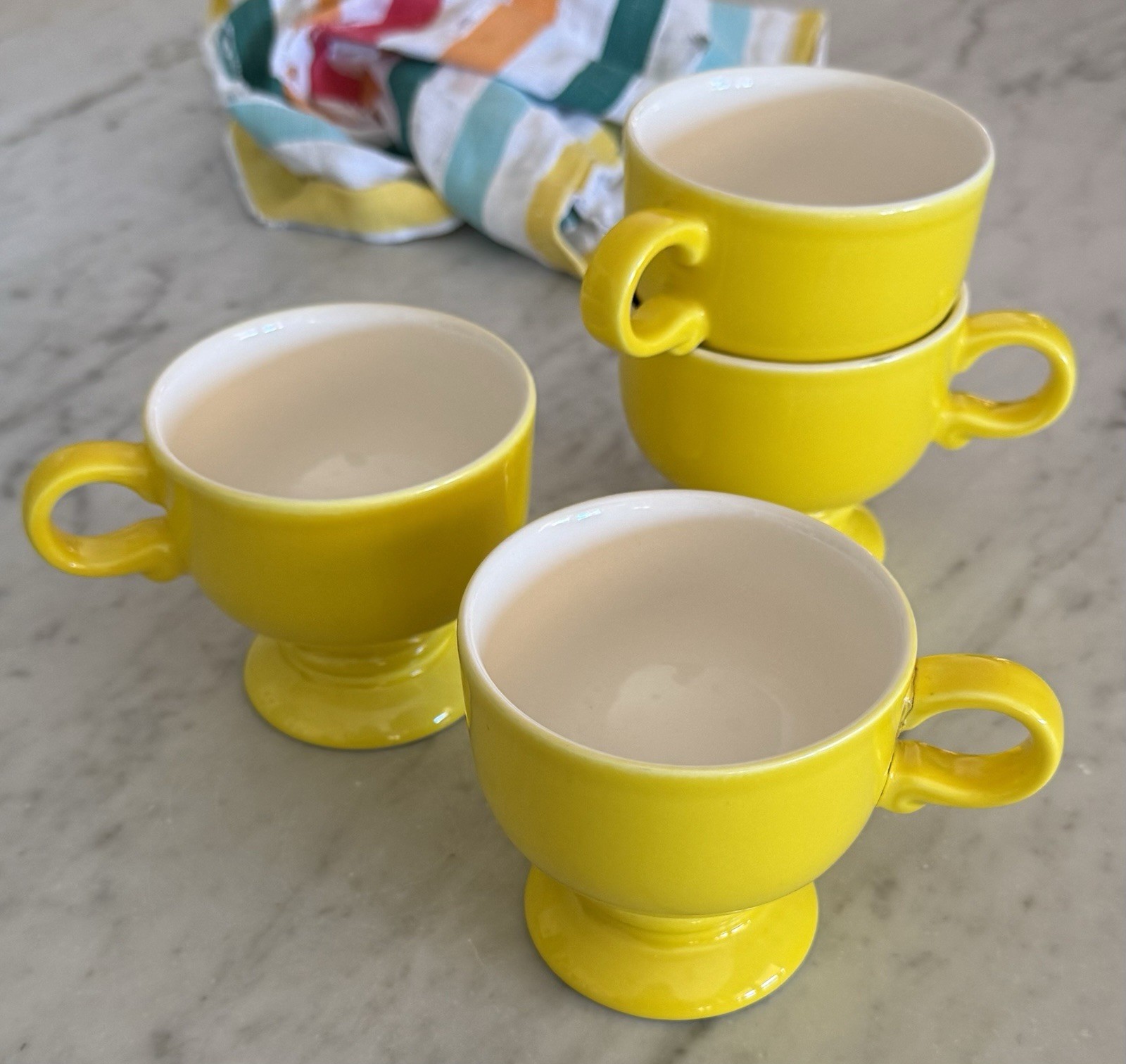 Vintage Mikasa Forecast Pedestal Coffee Mug - Yellow / D6300 - Set of 4