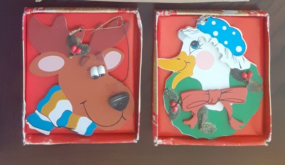Vintage Wooden 3D Christmas Ornaments 70s-80s Lot of 2 Mother Goose/Reindeer Vintage Wooden 3D Christmas Ornaments 70s-80s Lot of 2 Mother Goose/Reindeer