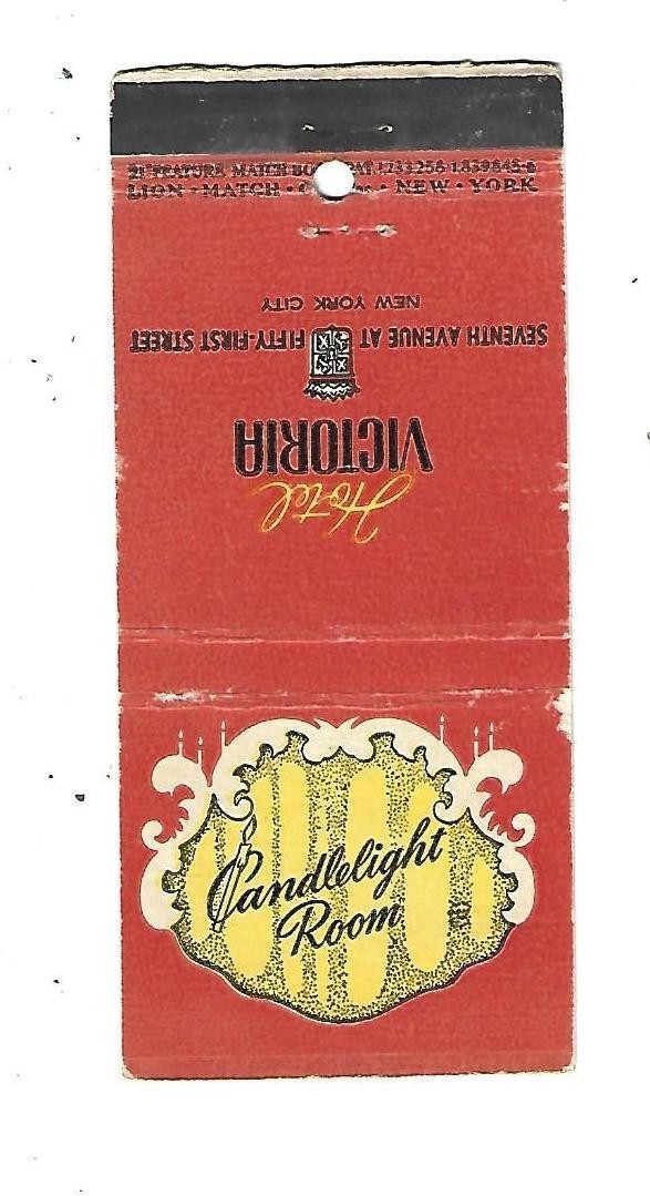 Candlelight Room - Hotel Victoria    Matchcover    New York City