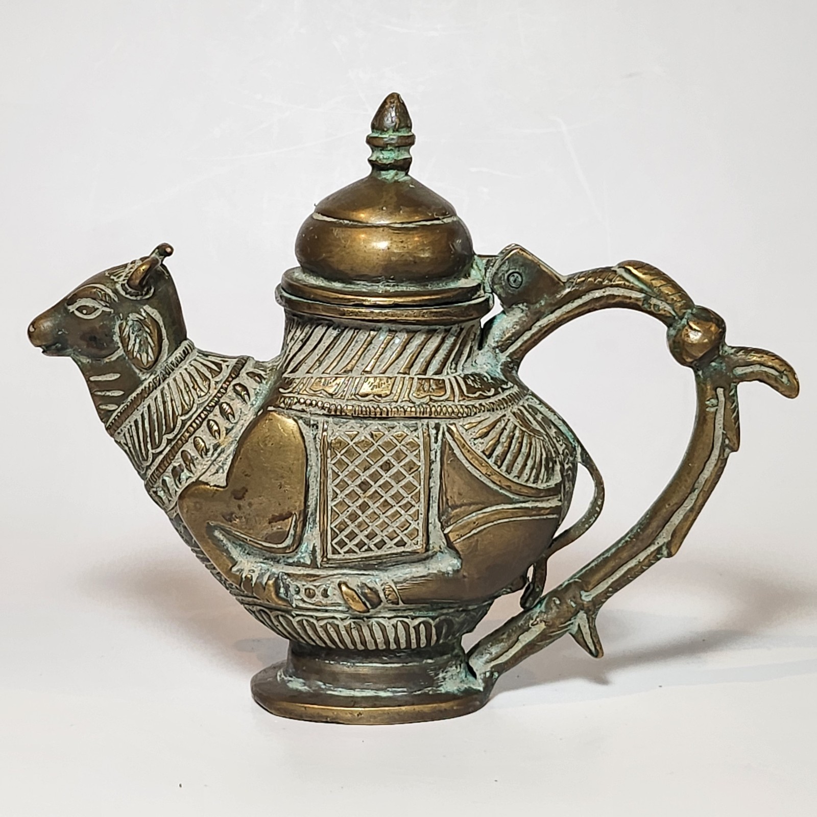 Vintage Handcrafted Ornate Brass Sacred Bull Water Pot Ritual