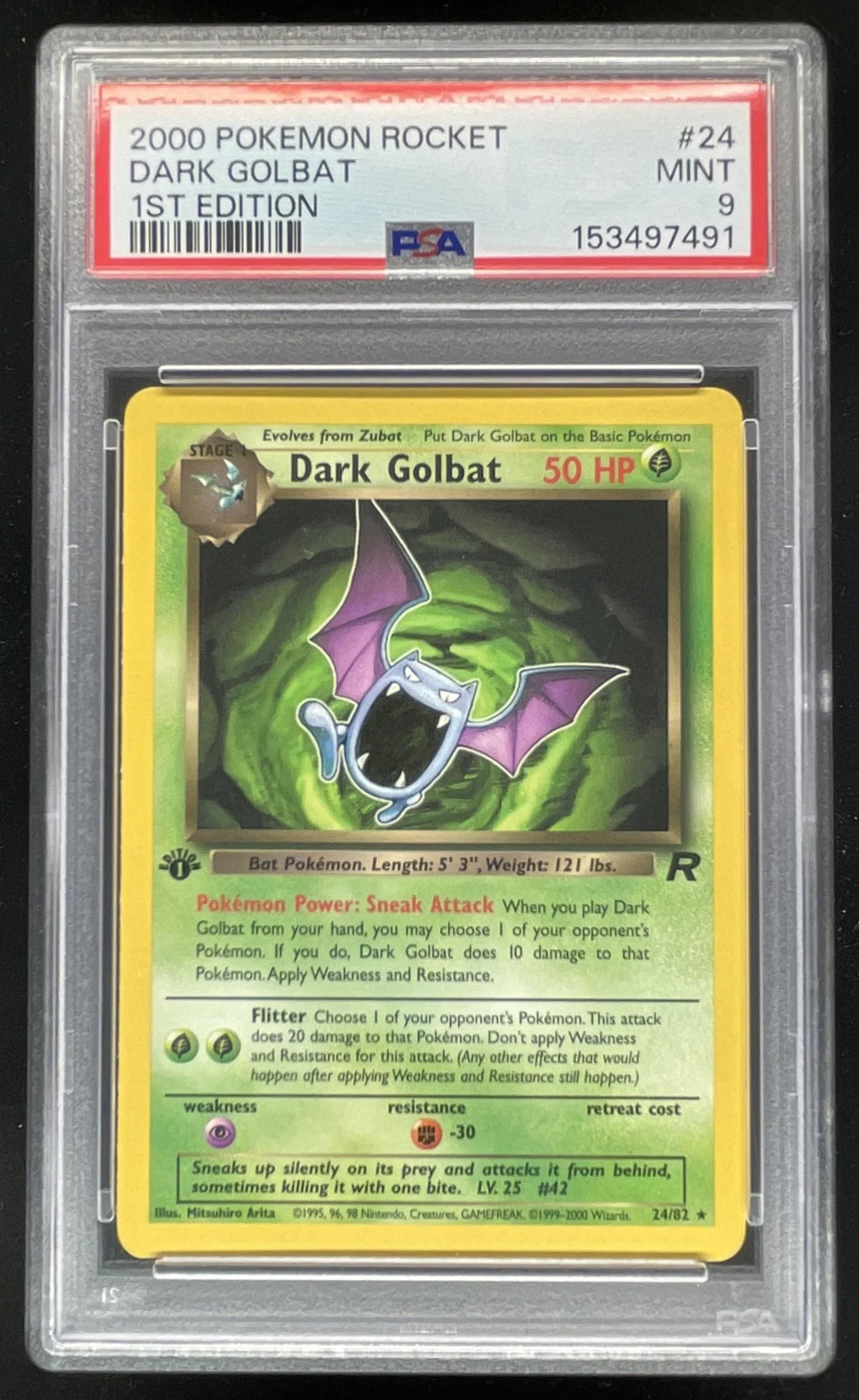 2000 Pokemon Team Rocket First Edition #24/82 Dark Golbat PSA 9