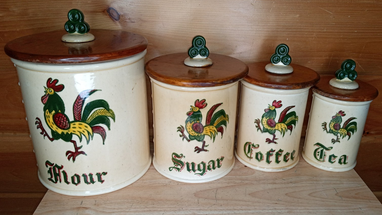 Metlox Poppytrail California Provincial Rooster Canister Set 4