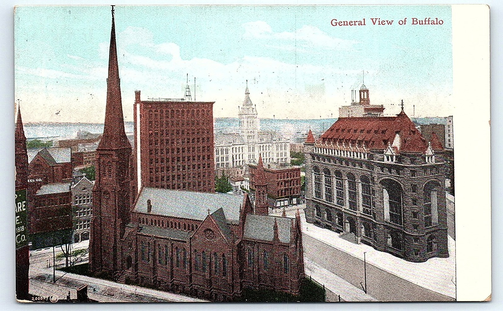 Postcard 1908 Buffalo, NY 'General View' vintage postcard.