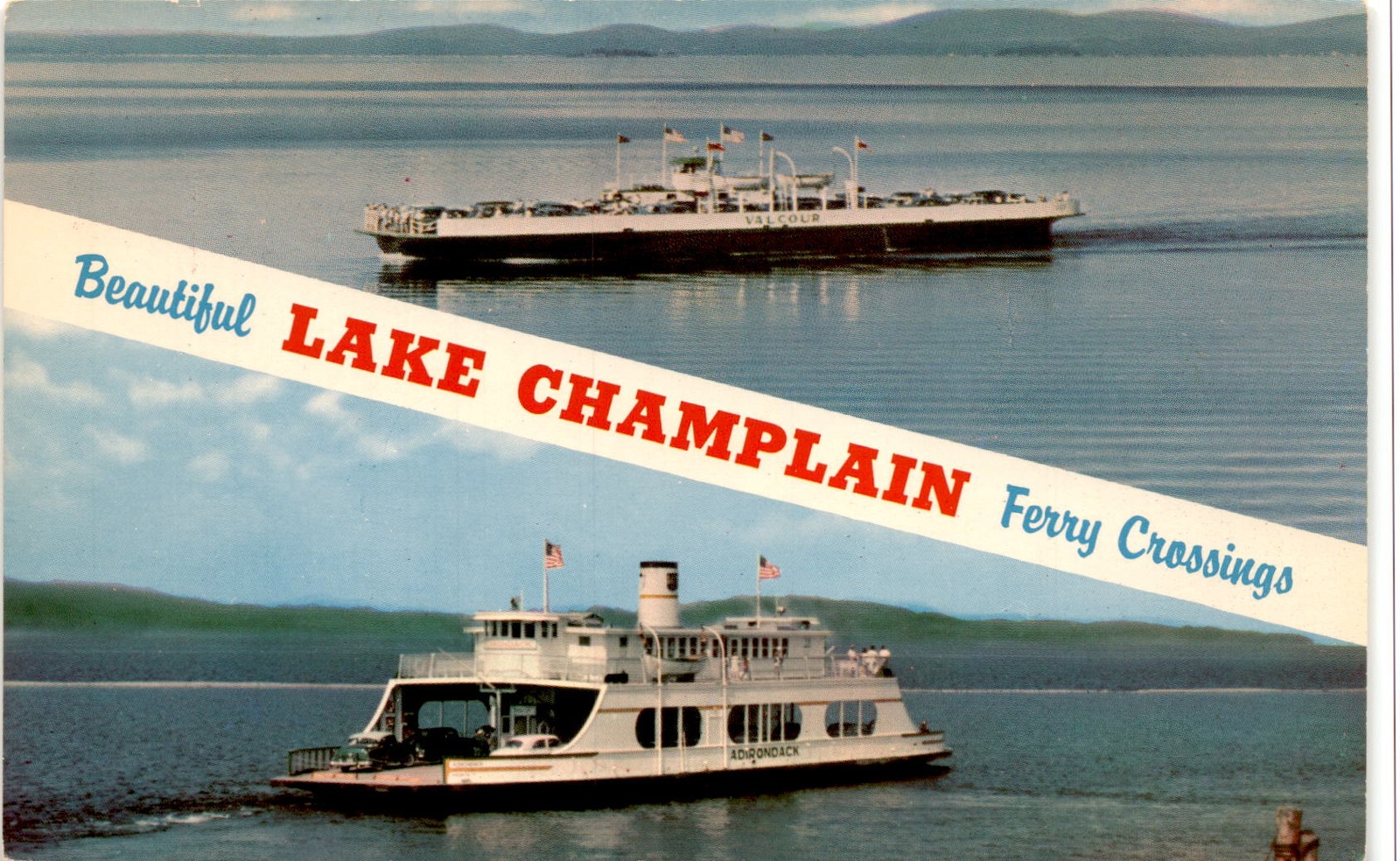 VAL COUR, LAKE CHAMPLAIN, ADIRONDACK M.V., Burlington, Port Kent Postcard