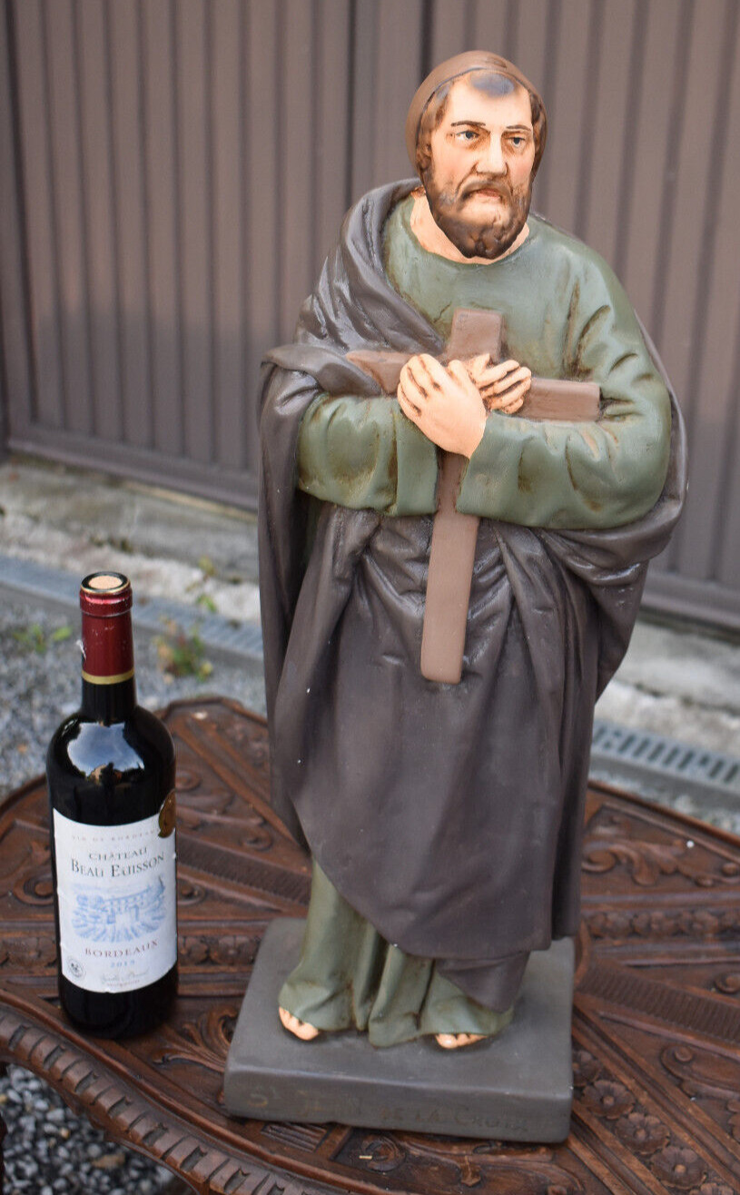 Antique french chalk statue Saint Jean de la Croix rare religious Antique french chalk statue Saint Jean de la Croix rare religious