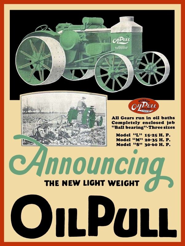 1924 Rumely Oil Pull Tractor, LaPorte NEW Metal Sign: 9 x 12\