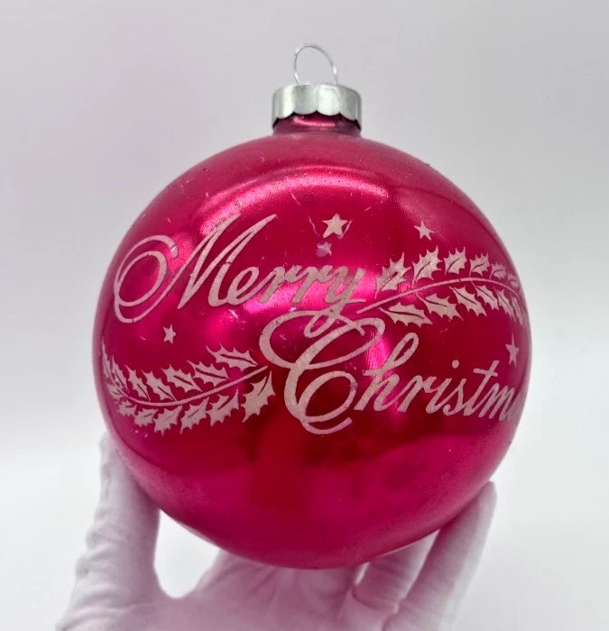 RARE Vintage XL 5.5” Jumbo Shiny Brite STORE DISPLAY STENCILED Christmas Ball