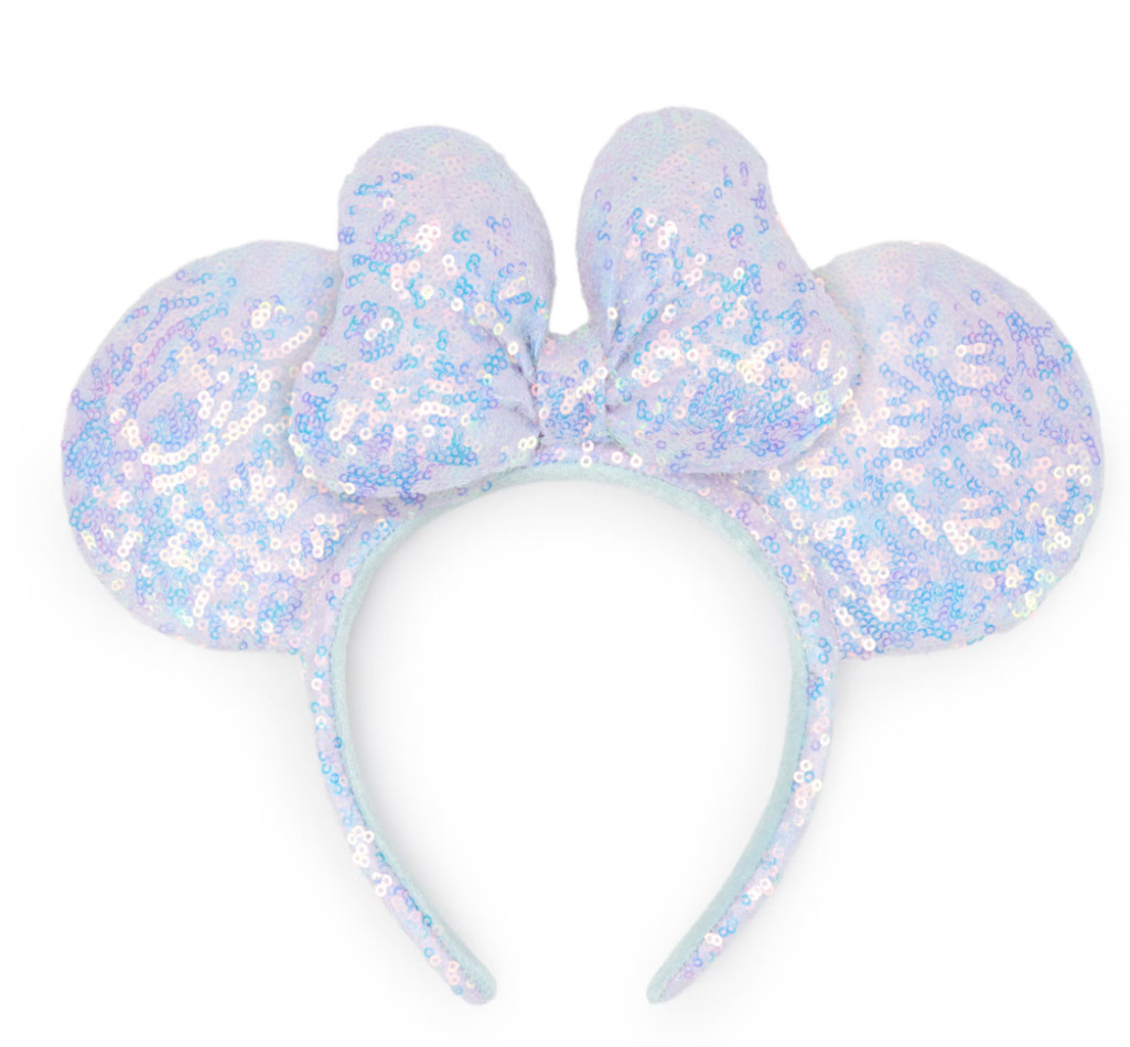Disney Parks Minnie Iridescent Purple Cotton Candy Ears Sequin Bow Headband  NEW