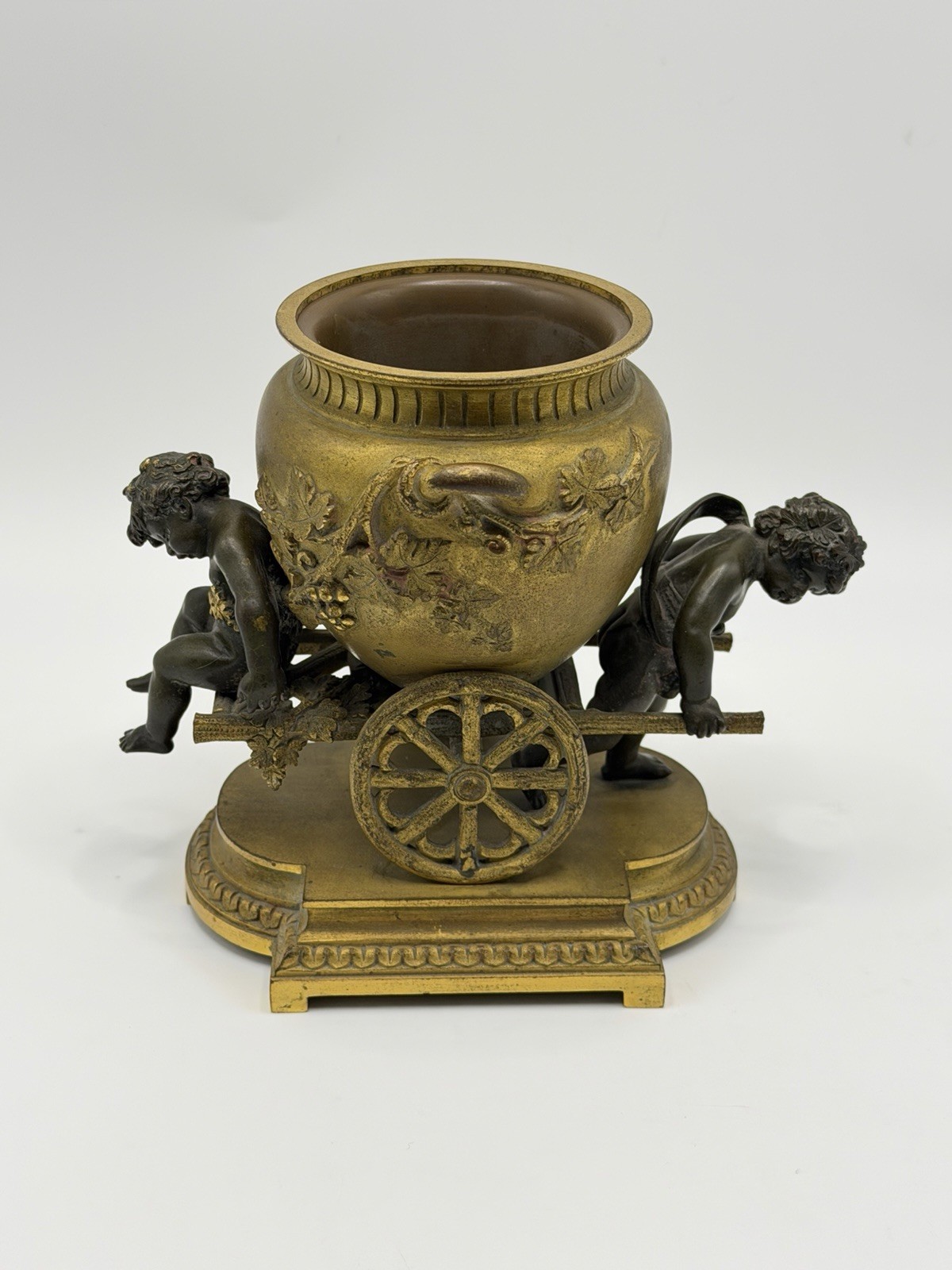 Late 19th Century Gilt Bronze “The Chariot Of Bacchus” with Putti Eugene Provost
