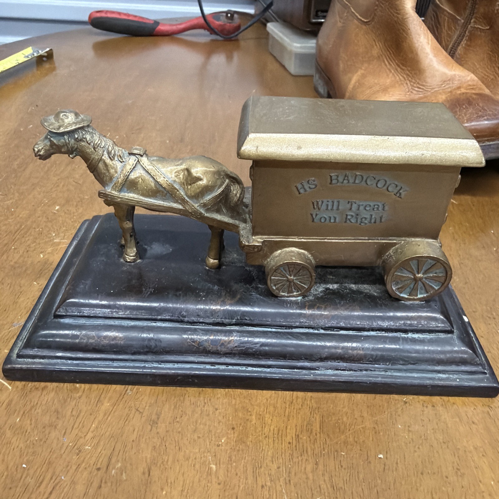 HS Badcock will treat you right 100 years of service horse carriage award statue