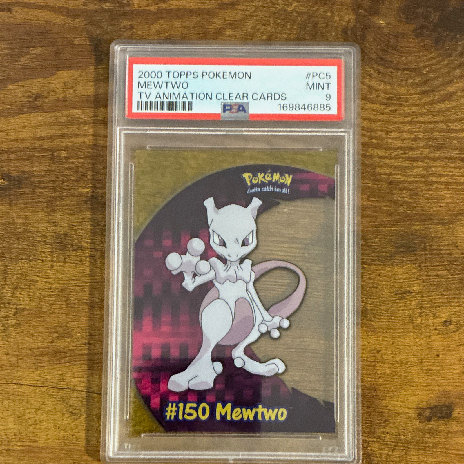 Topps 2000 Pokémon TV Animation Clear Cards PC5 #150 Mewtwo PSA 9