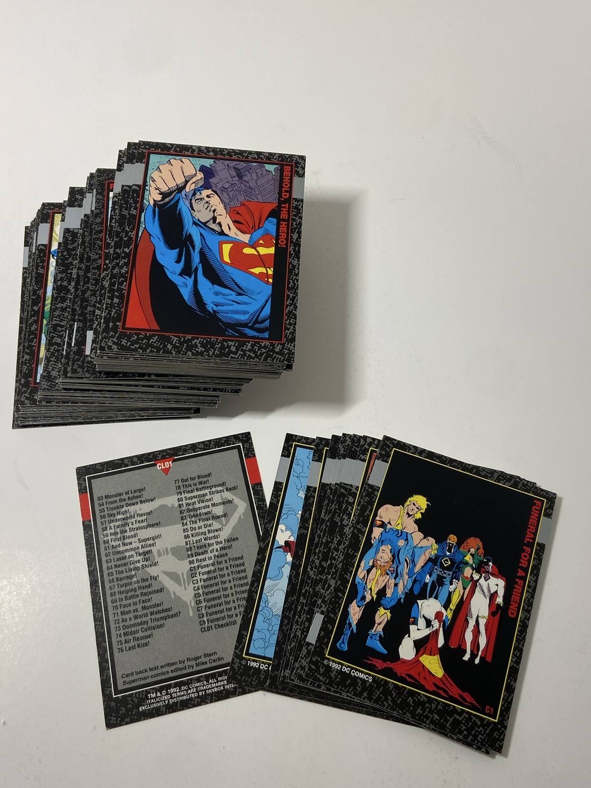 Vintage 1992 DC Superman Doomsday Death Of Superman Trading Cards Lot SkyBox Set