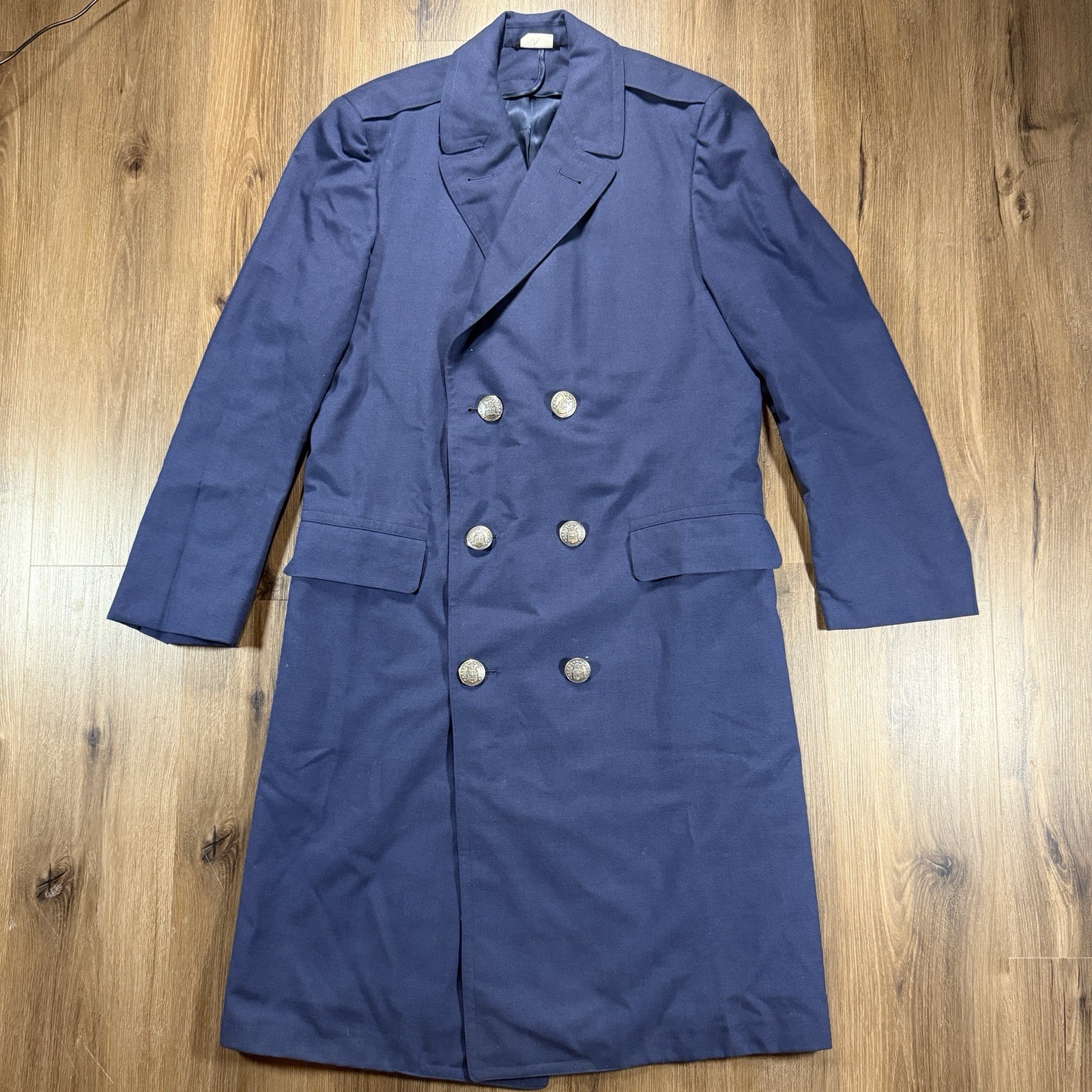 Vintage 1972 US Military Dress Overcoat 37R Men’s Blue Wool Blend