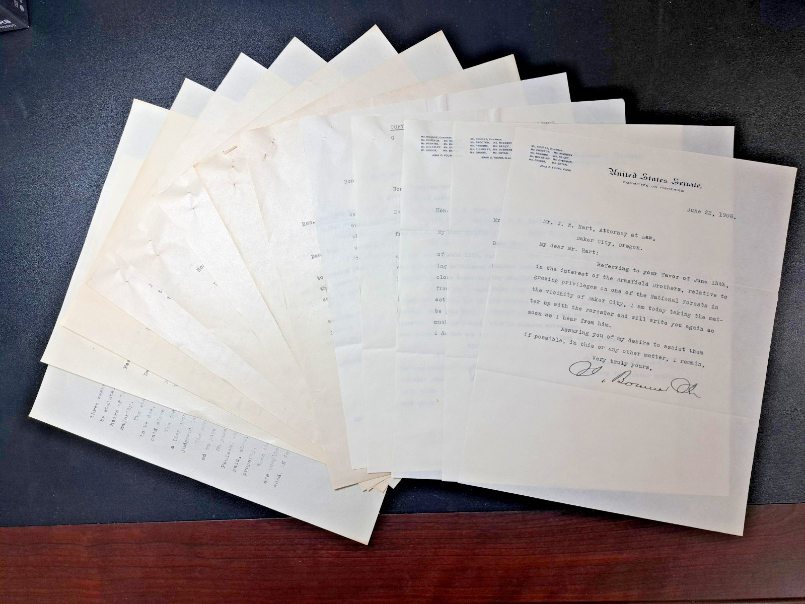 1908 Gifford Pinchot Forest Service Letter Archive US Senator Bourne OR
