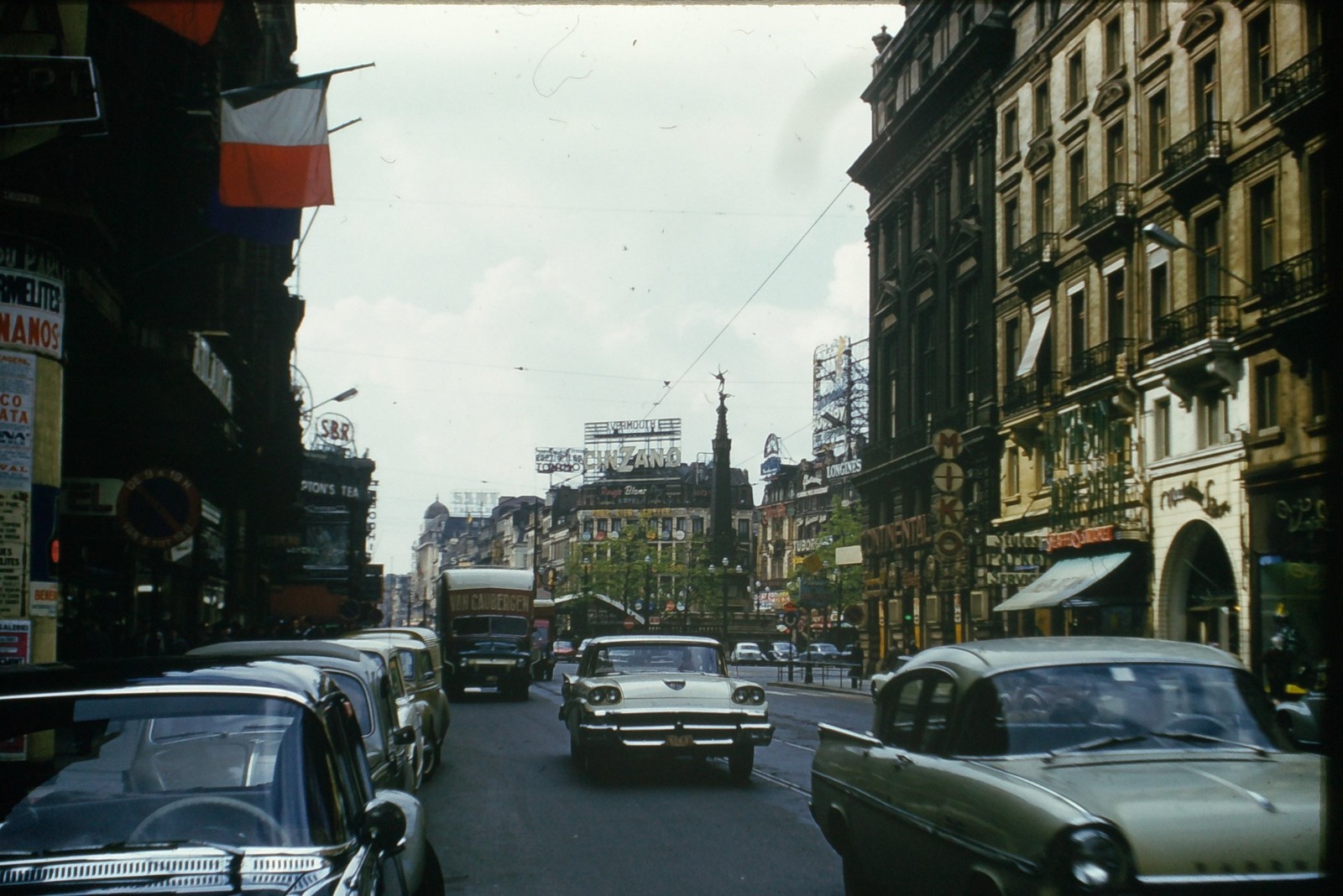 c1950's Kodachrome 35mm Slide Paris France Street Scene Ford Fairlane European