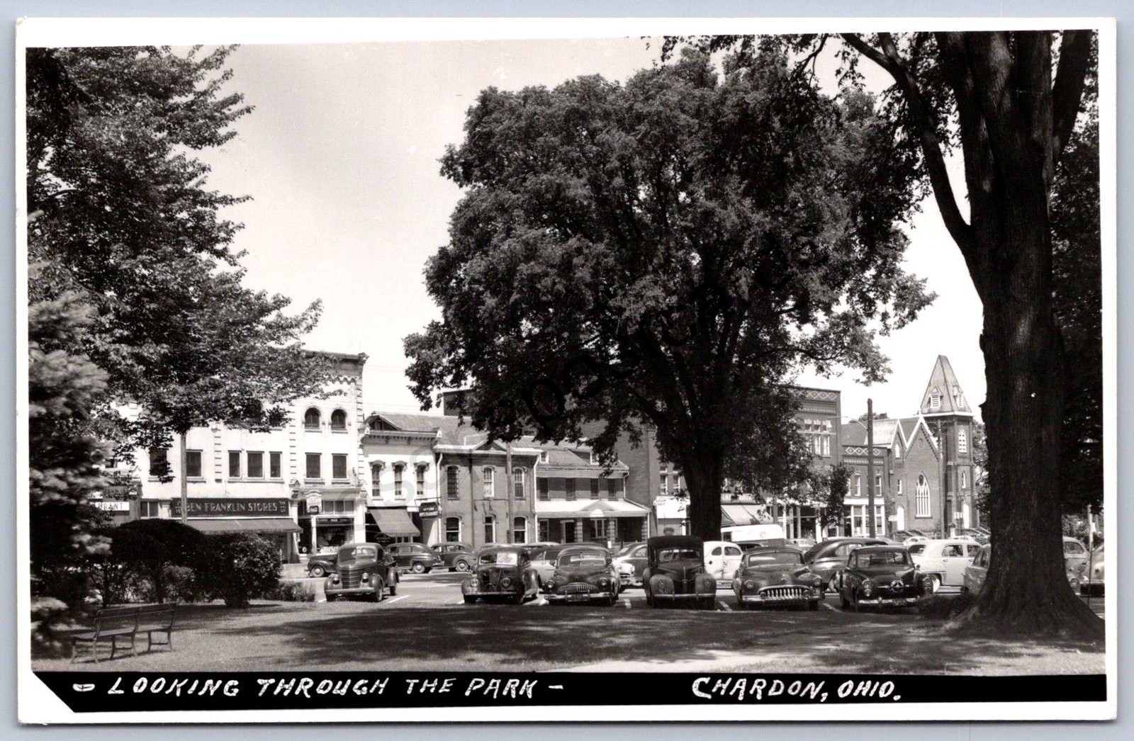 K38/ Chardon Ohio RPPC Postcard c1950s Looking Through Park Stores 508 K38/ Chardon Ohio RPPC Postcard c1950s Looking Through Park Stores 508