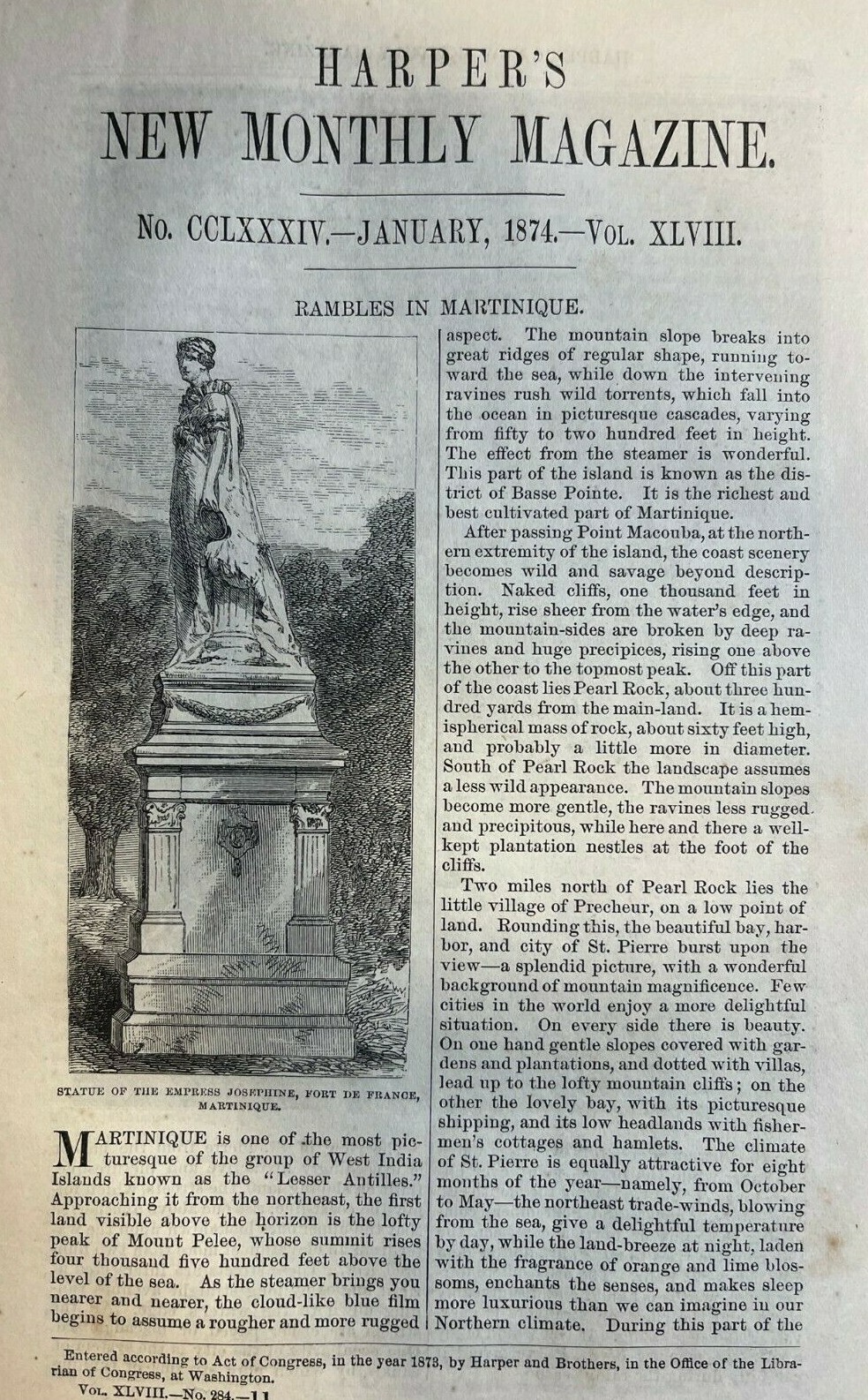 1874 Martinique West Indies St. Pierre Jardin Des Plantes Port De France