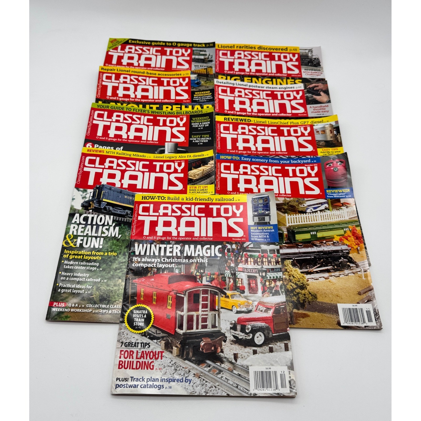 Classic Toy Trains Magazine 2015 Vol 28 Issues 1-9 Lionel O S Gauge Lot of 9
