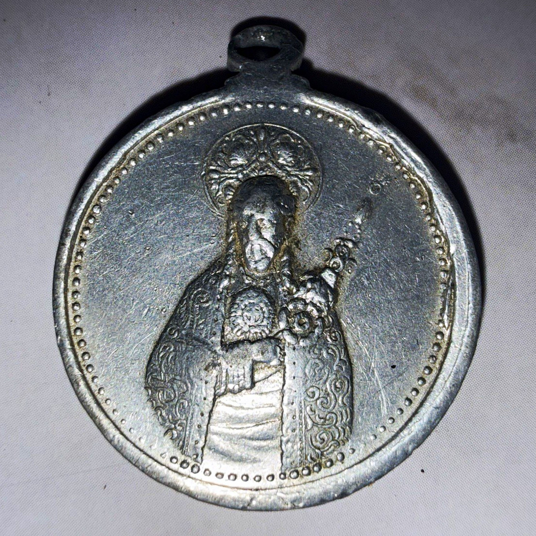 Alum VTG CATHOLIC DEVOTION MEDAL (Lord Holy Christ of Miracles) AZORES PORTUGAL