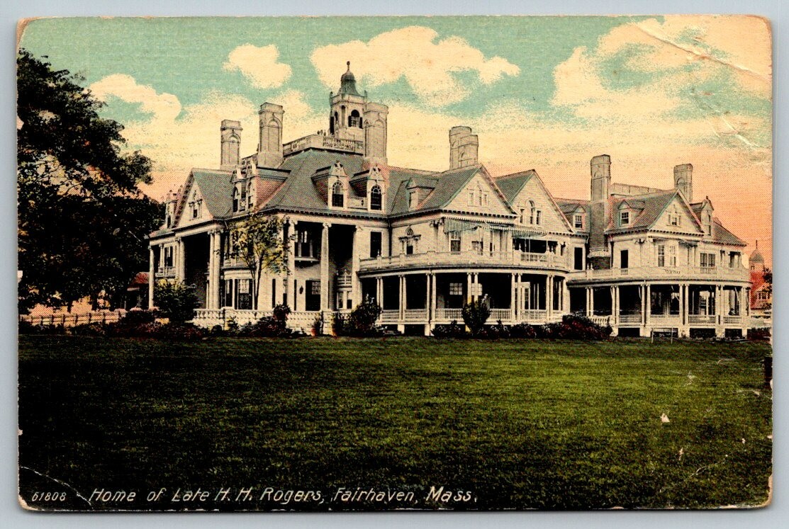 H. H. Rogers Home Fairhaven Massachusetts Postcard 1913 H. H. Rogers Home Fairhaven Massachusetts Postcard 1913