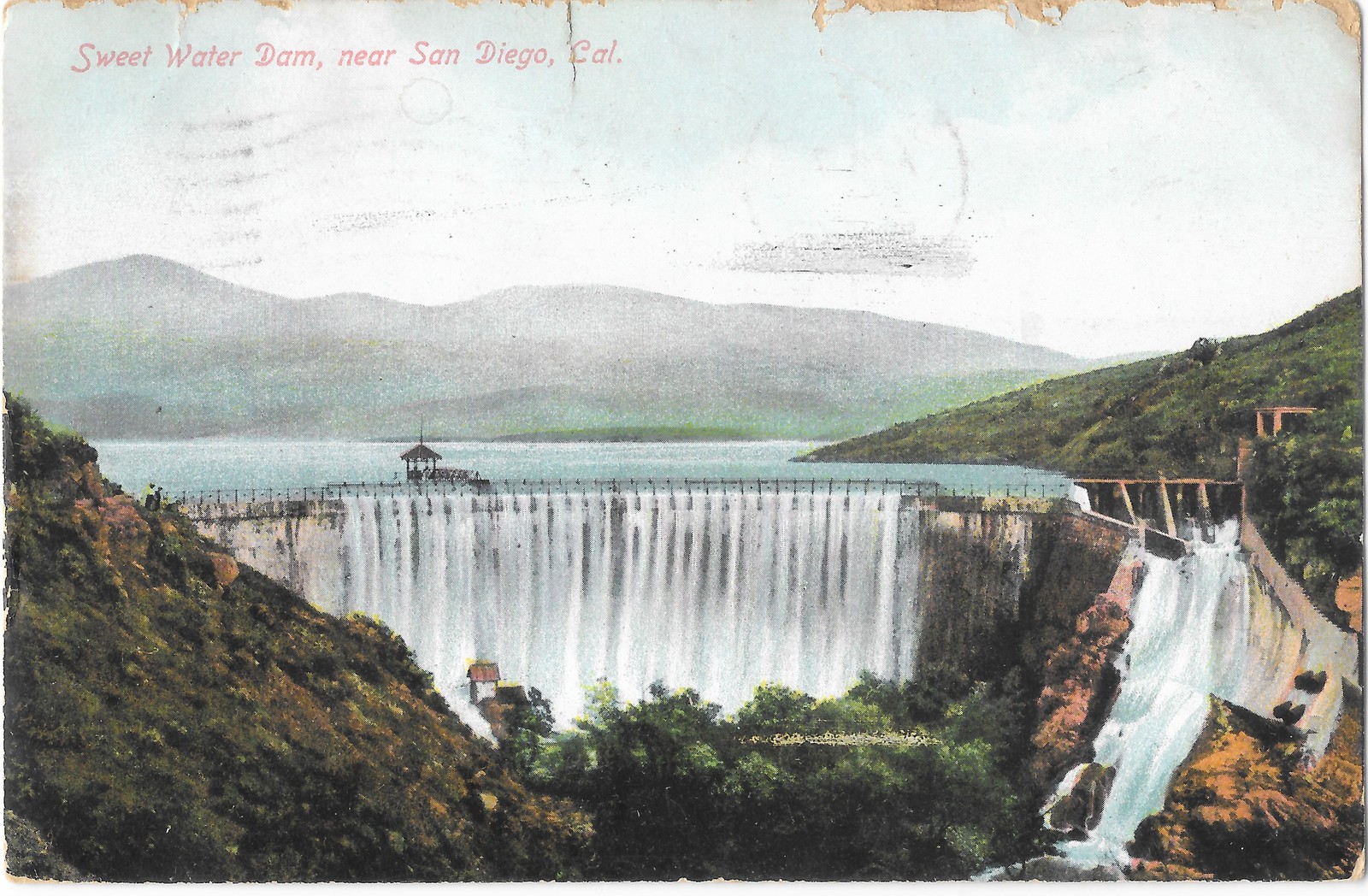 Sweet Water Dam Near San Diego CA c1909 Charlton Landmark Postcard