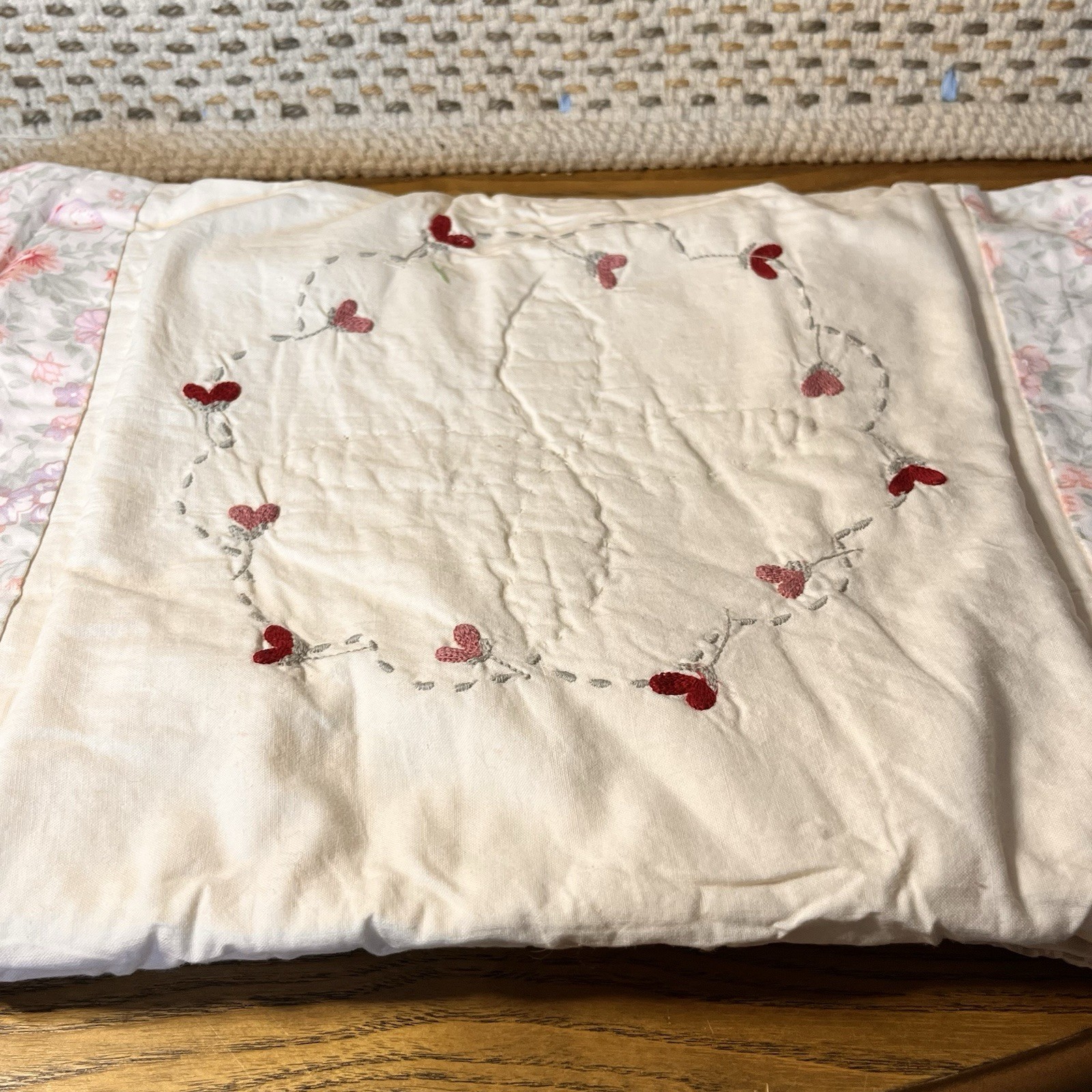 Vintage Standard  Floral Patchwork  Quilted Pillow Sham Farmhouse Cottage NOS