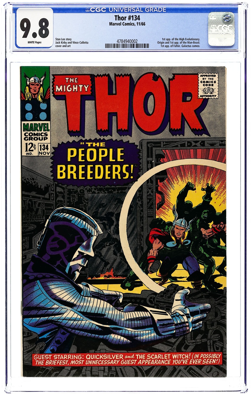 Thor #134 CGC 9.8 1966 4784940002 1st app. High Evolutionary, Man-Beast