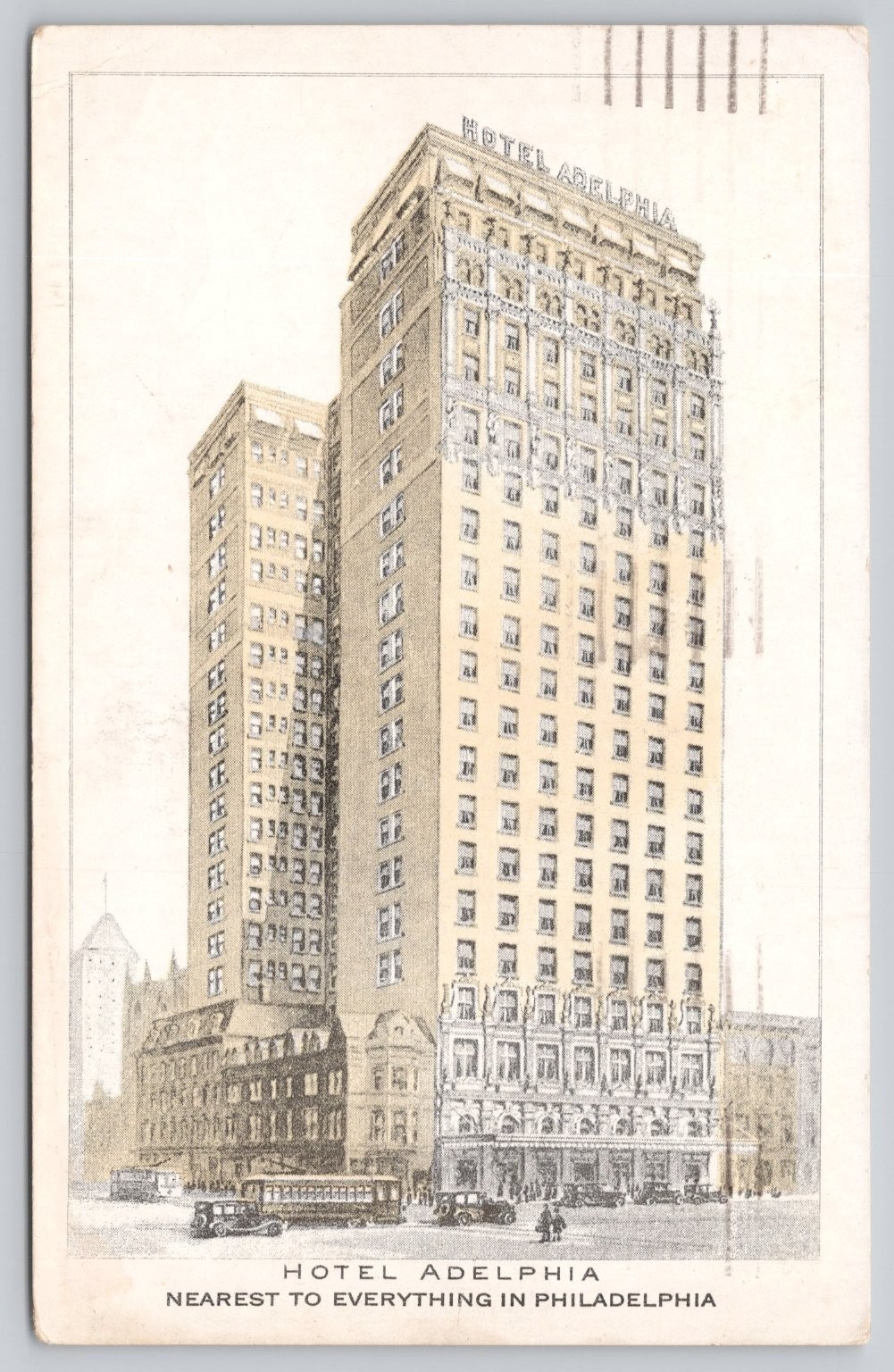 Hotel Adelphia Philadelphia PA 1935 Postcard NYC Postmark Vintage Architecture