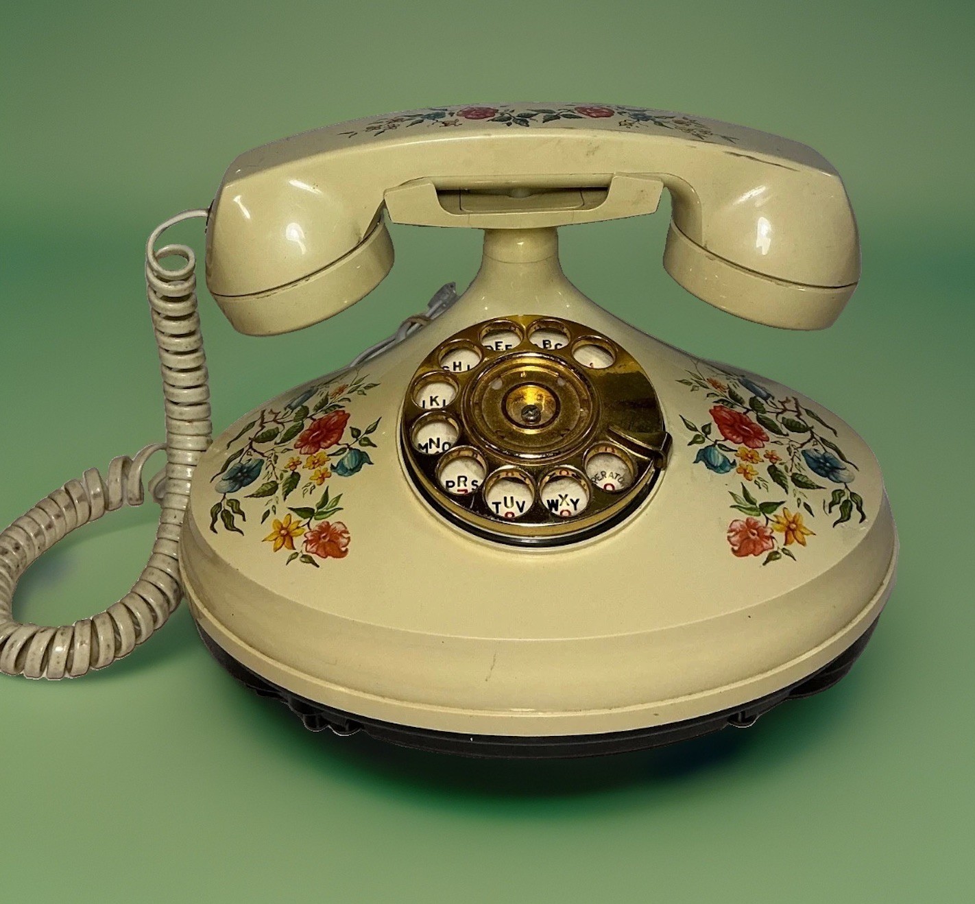 Vintage Empress 1973 Floral Rotary Phone 