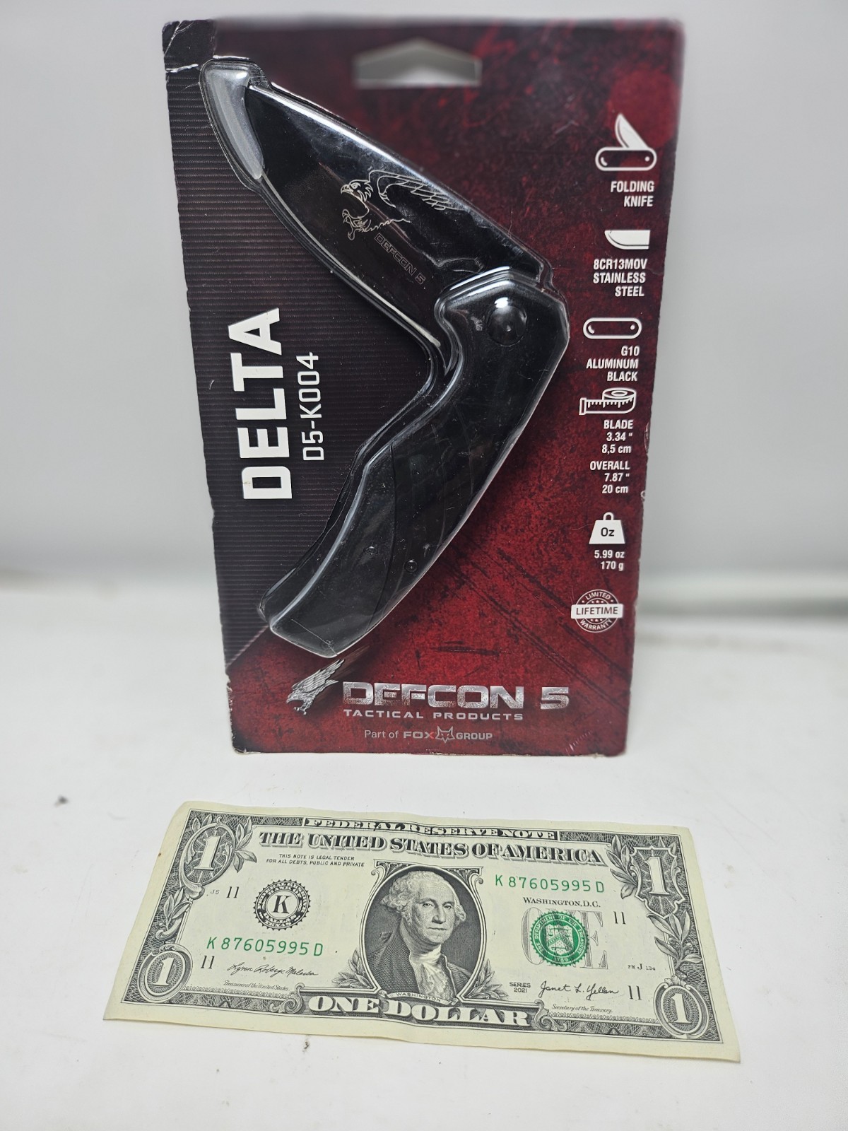 Delta Defcon 5 Alpha Linerlock Folding Knife Black Stonewash Aluminum D5-K004