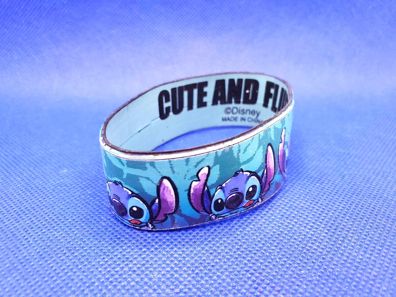 Disney Lilo & Stitch Cute and Fluffy Faces Blue Rubber Bracelet