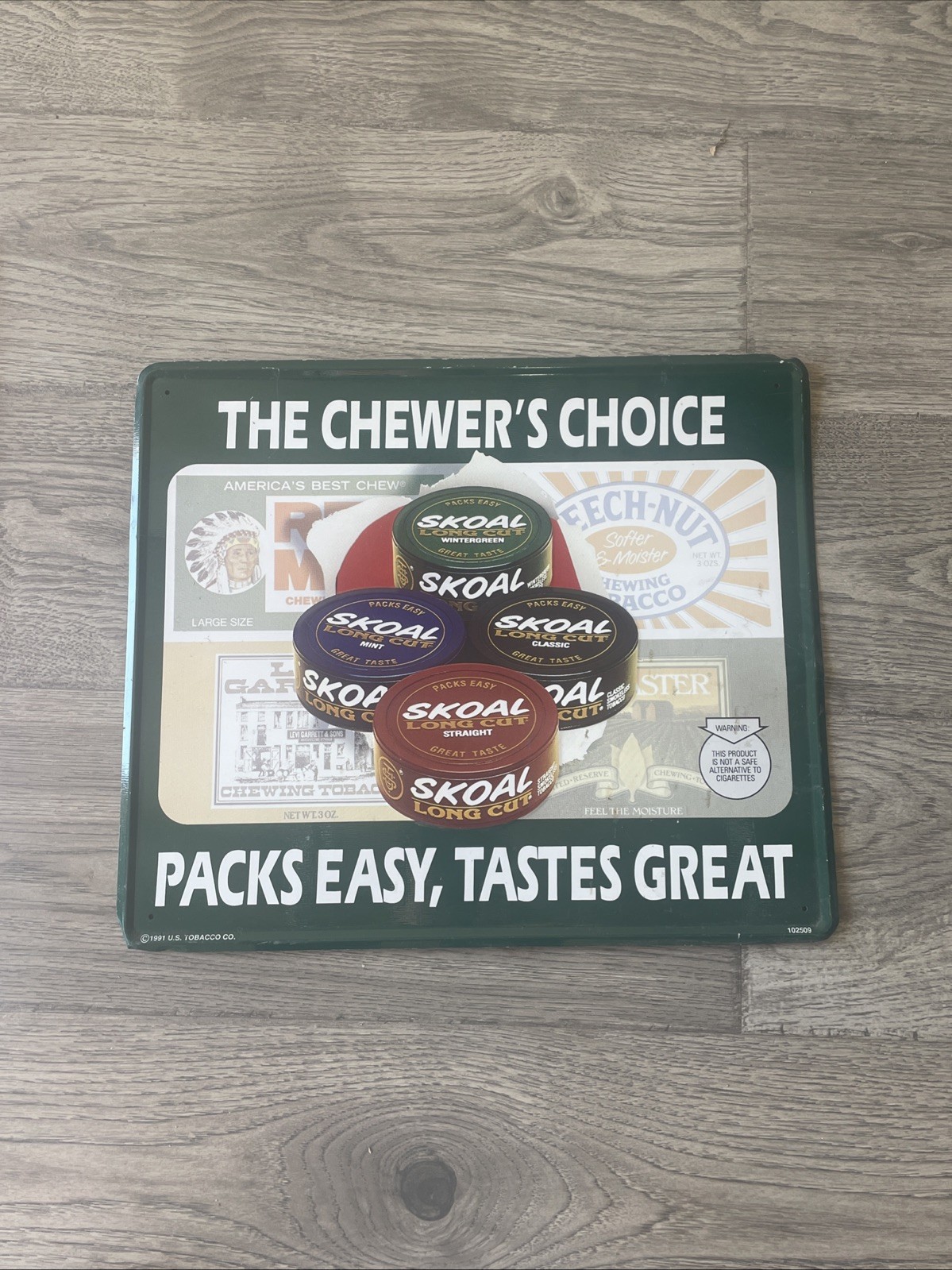 Vintage 1991 SKOAL Metal Advertising Sign \