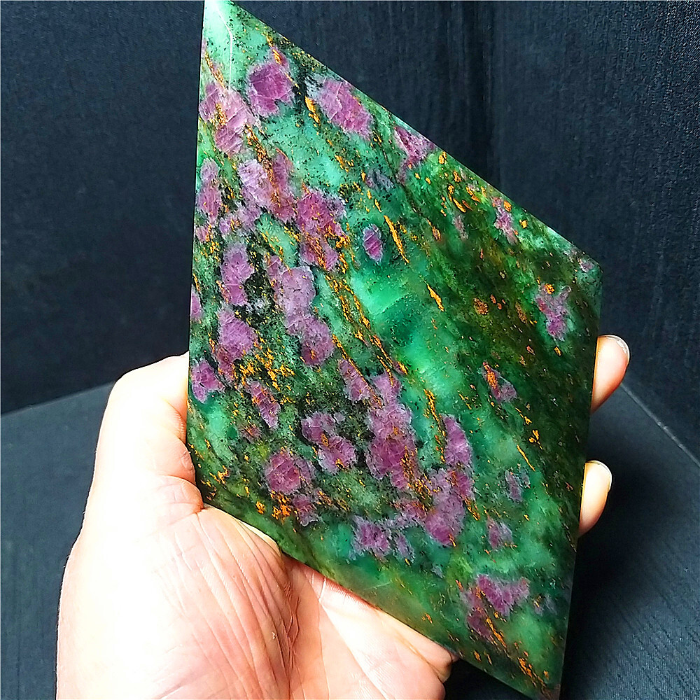 RARE299.5G Natural Polished Rhomboid Grandmother Gold Ruby Stone Healing A3636
